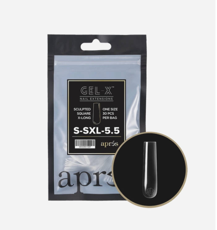 Apres Sculpted Gel X Extra Long Square Nail Tips - 30pc Set for Professional & DIY Manicures - Perfect for Special Occasions & Everyday Wear