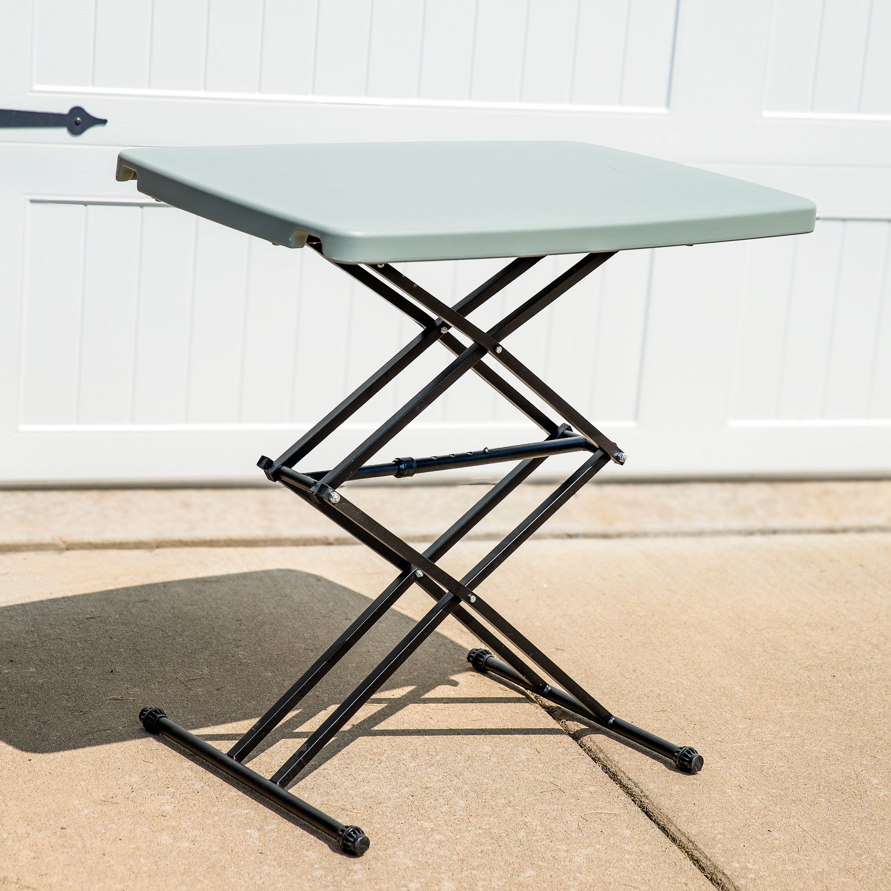 Sunnydaze Adjustable Folding Utility Table - Portable Rectangular Work Table with Collapsible Legs, Gray - Perfect for Outdoor Camping, Picnics, Garage & Home Projects