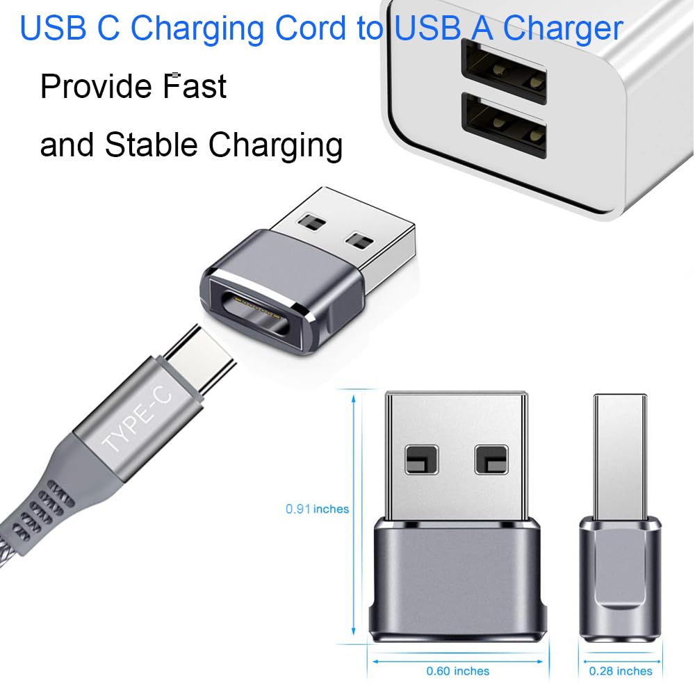 QCEs 2-Pack USB C Female to USB Male Adapter, Type C to USB A Charger Converter - Compatible with iPhone 16/15/14/13/12/11 Pro Max, Apple Watch Series 10/9/SE, AirPods, iPad, Galaxy S25/S24 - Perfect for Charging & Data Transfer at Home, Office or Travel