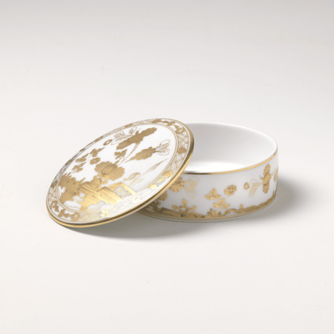 Oriente Italiano Round Jewelry Box - Aurum Gold Finish, Luxury Storage for Rings, Necklaces & Earrings | Perfect for Gifts, Travel & Home Decor