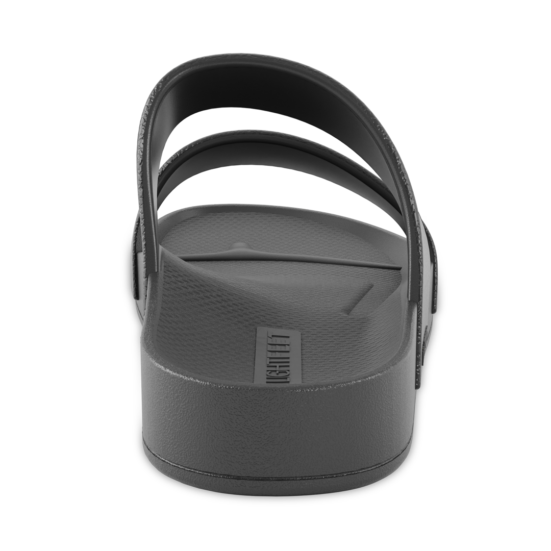 Lightfeet Double Strap Slides for Women - Comfortable Summer Sandals with Arch Support | Black | Perfect for Beach, Pool, and Casual Wear