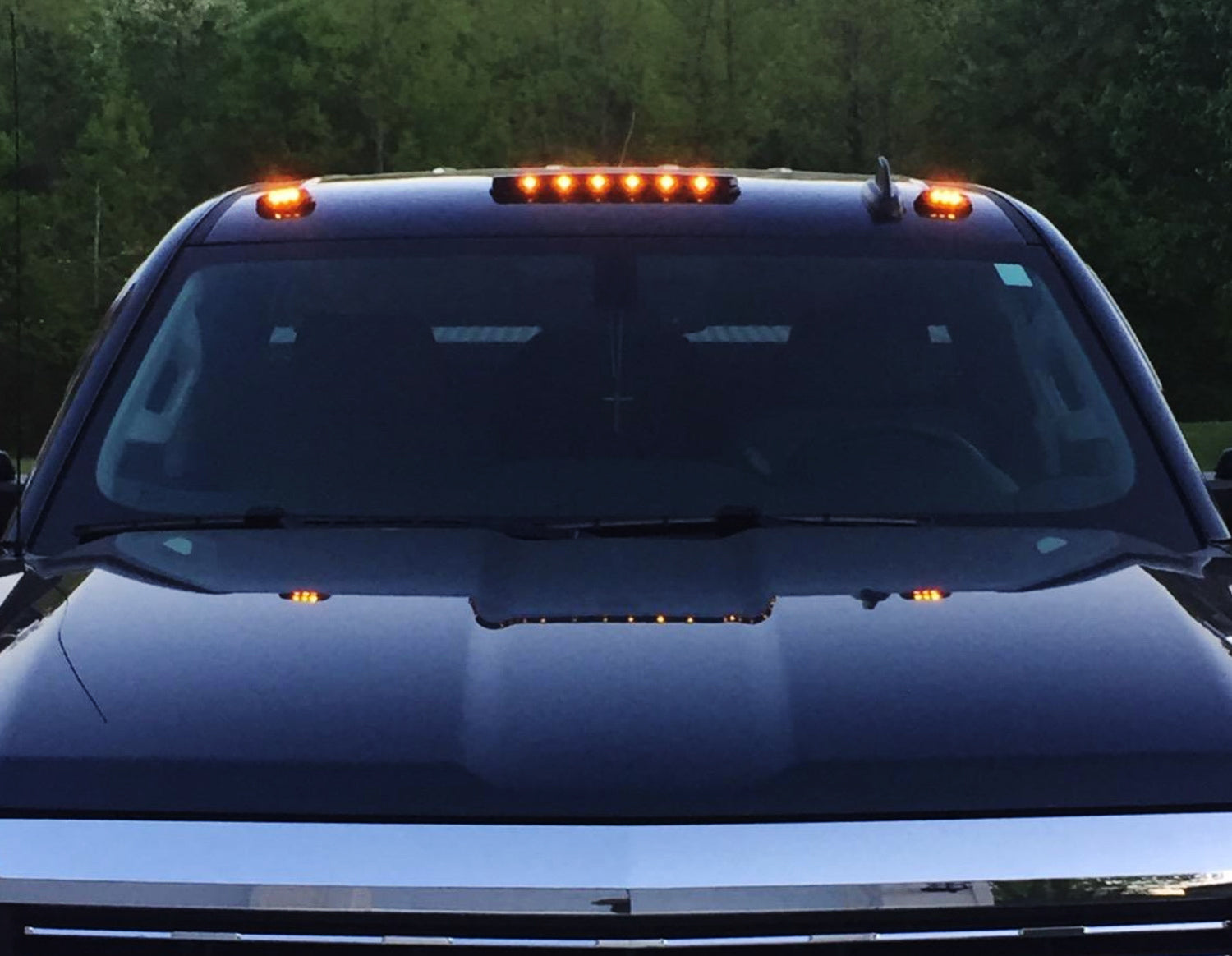 3-Piece Smoke Amber Dotted LED Cab Roof Light Kit - Compatible with 2007-2014 Chevy Silverado/GMC Sierra HD Trucks - OEM Spec Off-Road Lighting for Enhanced Visibility & Style