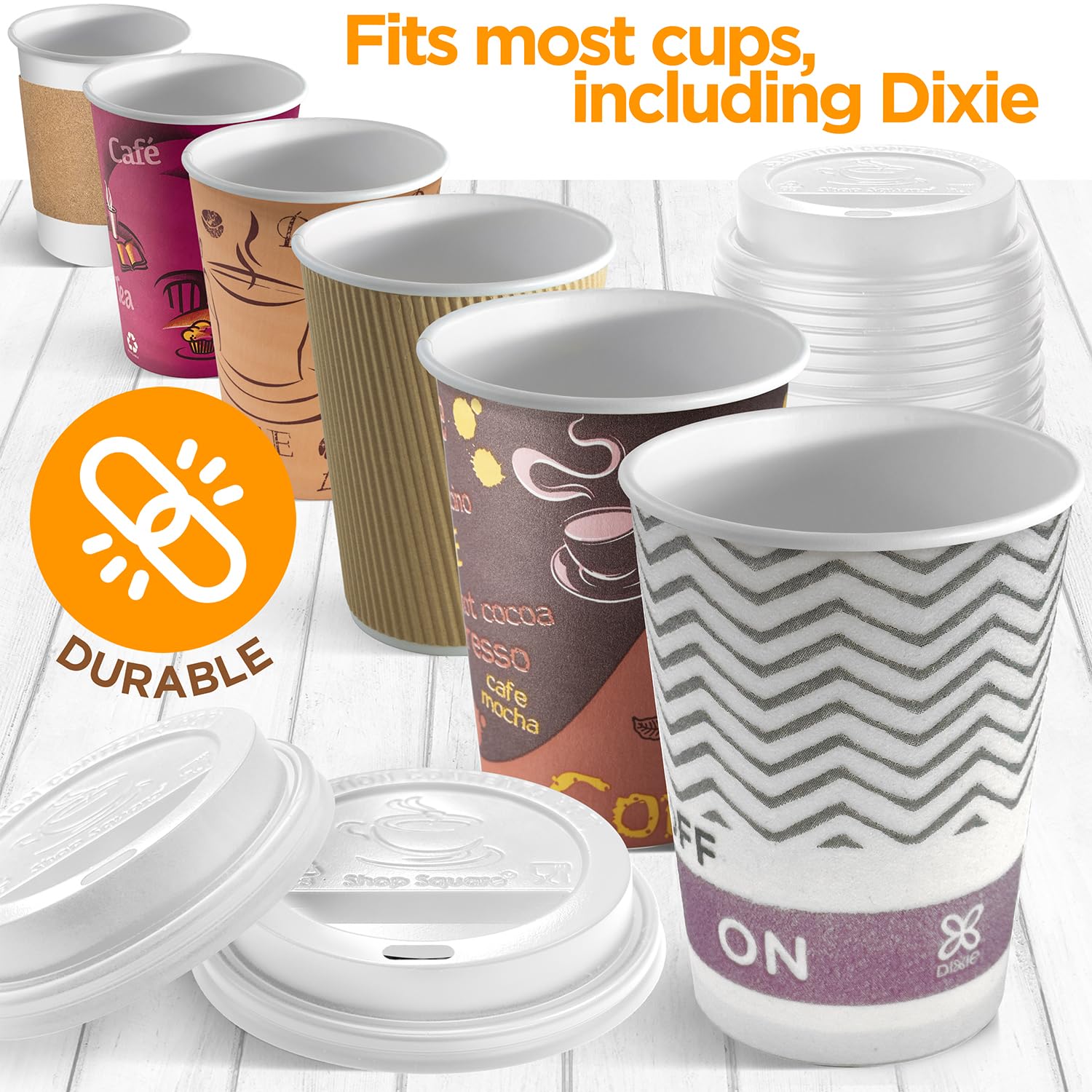 (500-Pack) Disposable Coffee Cup Lids - Fits 8/10/12/16/20/24 oz Paper Cups - White Dome Lids for To-Go Beverages, Coffee, Tea, Hot Chocolate - Perfect for Cafes, Offices & Takeout Services