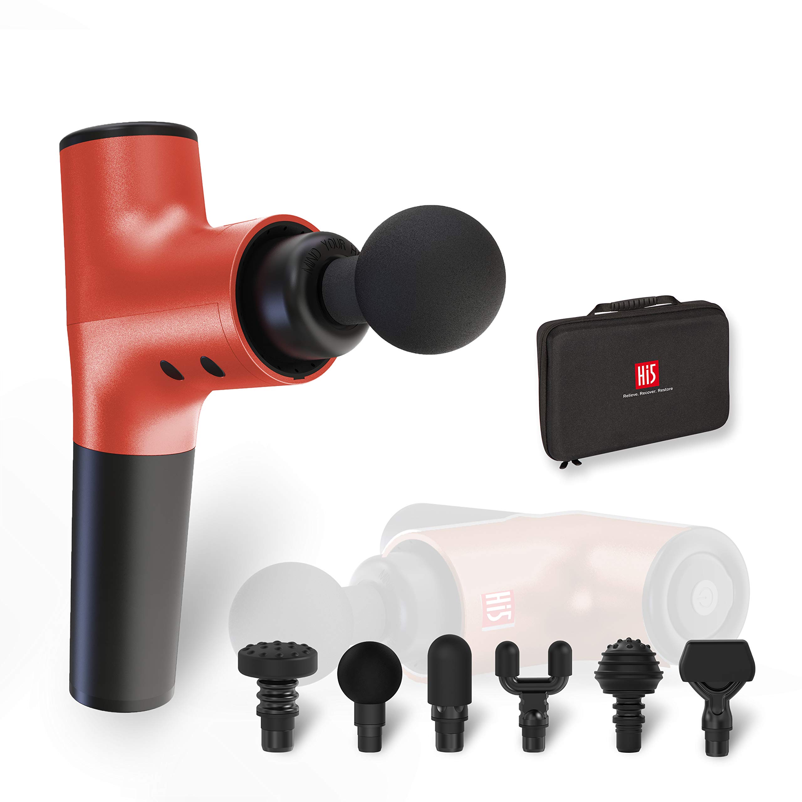Master Massage Nova Vibration Massage Gun with 6 Head Attachments & Nylon Carrying Case - Red Deep Tissue Muscle Massager for Athletes, Recovery, Pain Relief - Portable Percussion Therapy Device for Home, Gym, Office Use