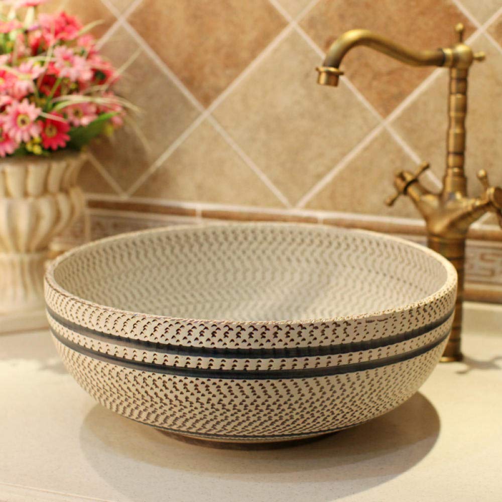 Premium Ceramic Vessel Sink for Bathroom Vanity - White Threaded Countertop Basin with Overflow - Modern Above Counter Bathroom Sink for Powder Room, Guest Bath & Master Suite