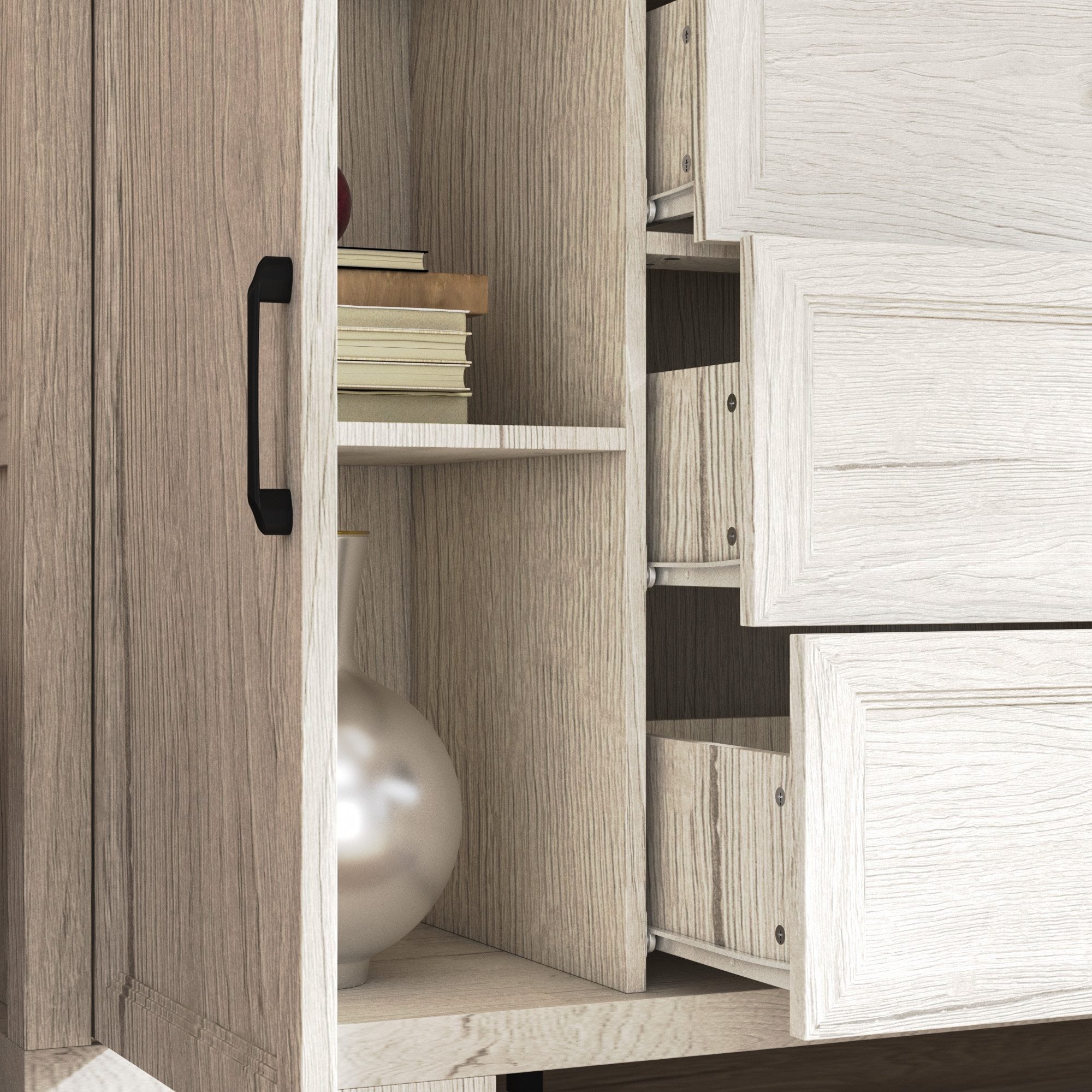 Stylish Modular Organizer & Storage Cabinet with Open & Closed Compartments - Perfect for Home Office, Closet Organization & Living Room Decor