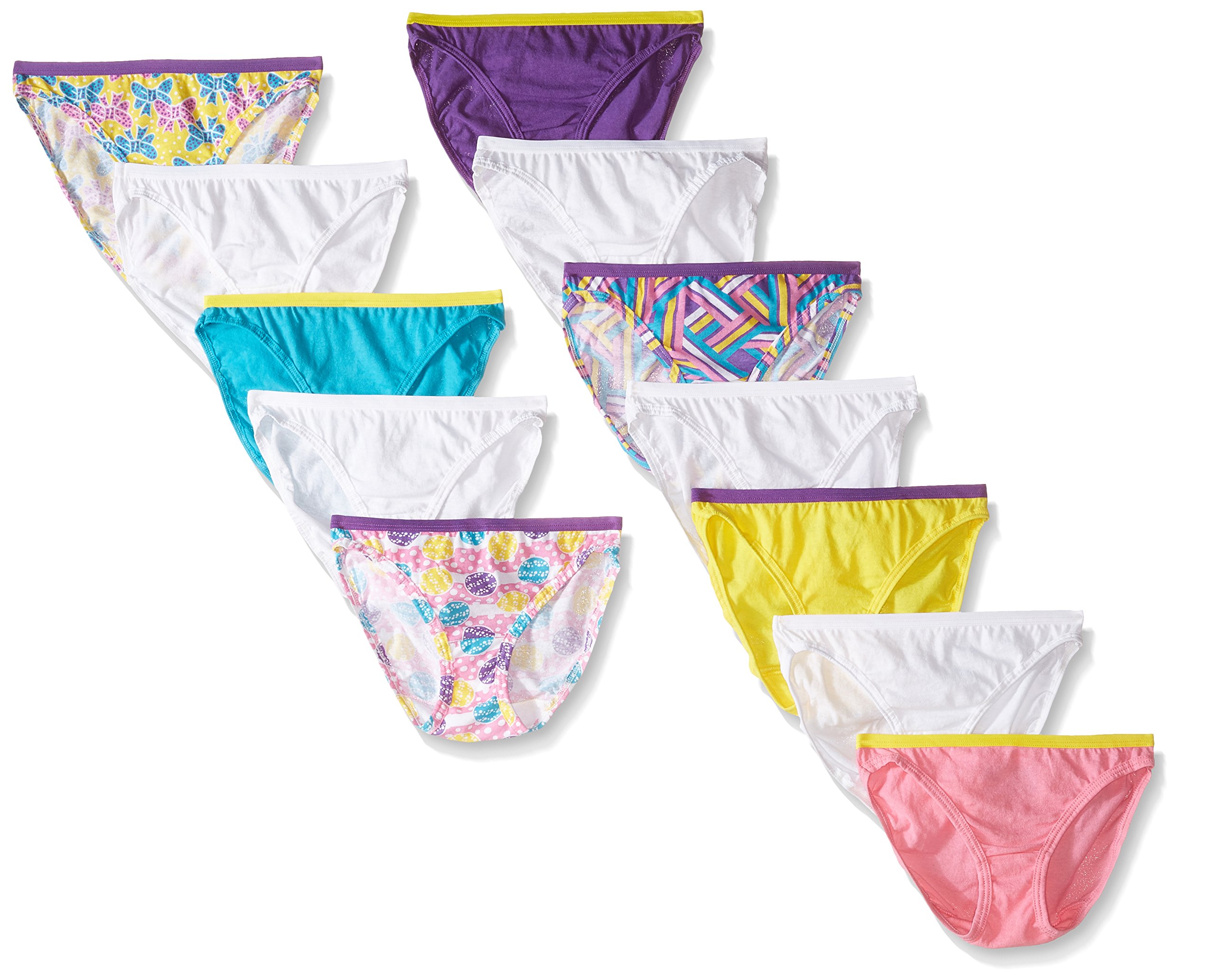 Fruit of the Loom Girls' Cotton Bikini Underwear Pack of 12 - Soft Breathable Panties for Toddlers & Kids - Perfect for School, Playtime & Everyday Comfort