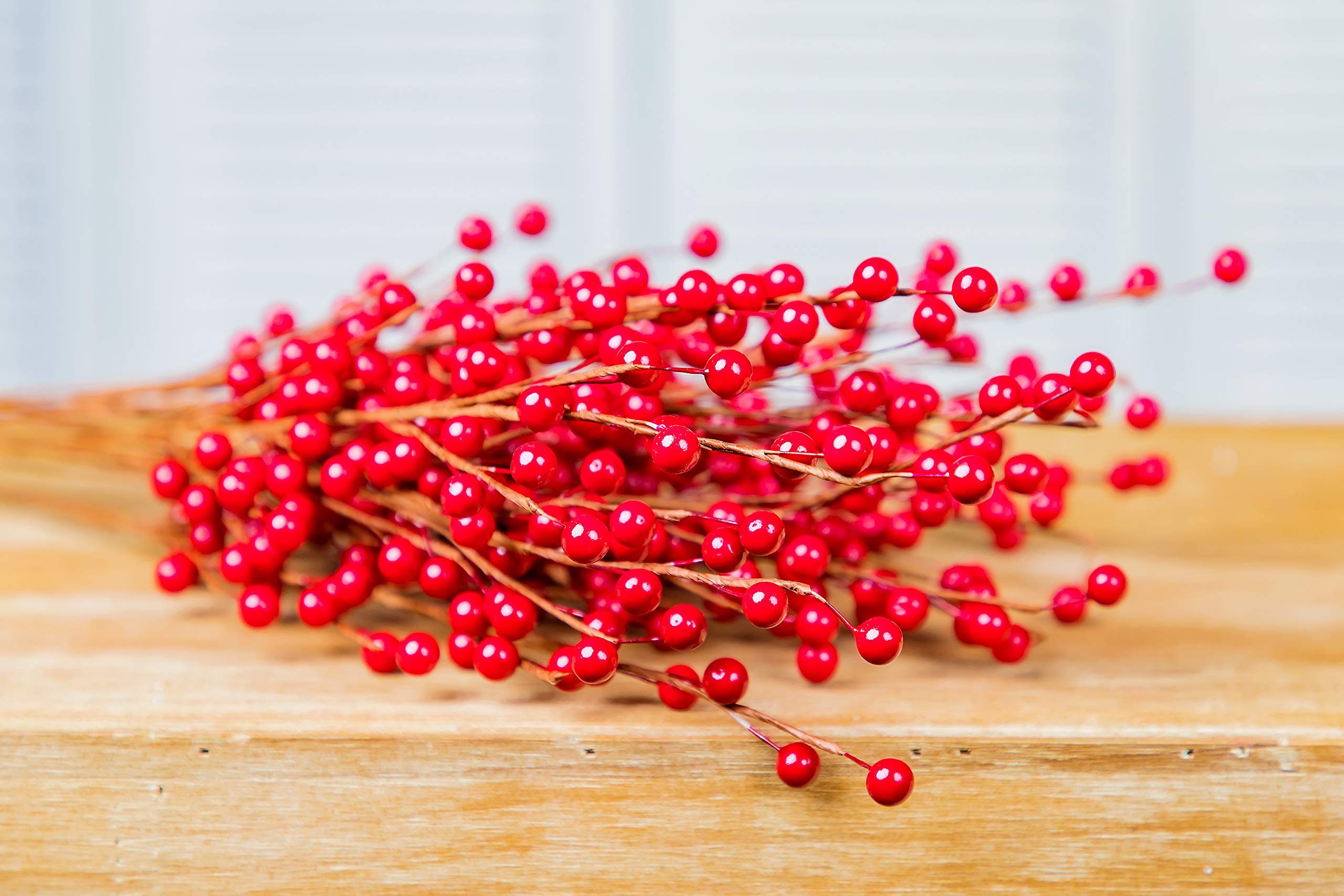 Artificial Berry Sprays Combo with Decorative Vase - 12 Hand-Wrapped Faux Berry Stems & Maven Vase for Home, Wedding, Christmas & Indoor Decor (Red) | Perfect for Centerpieces, Table Arrangements & Holiday Displays