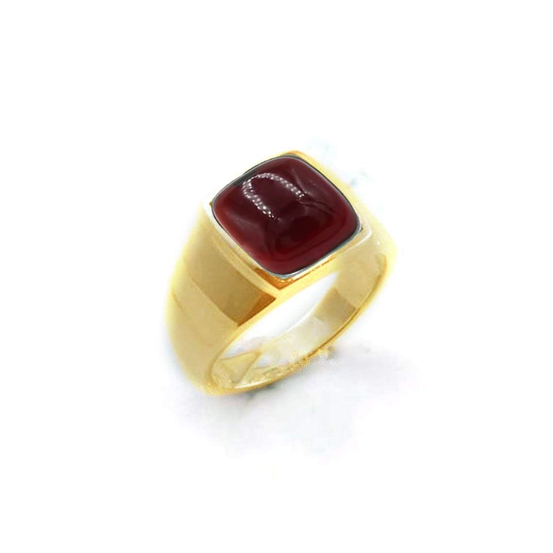 Handmade Sterling Silver Garnet Gemstone Signet Ring for Men - Unique Red Statement Jewelry for Gifts, Weddings & Formal Occasions