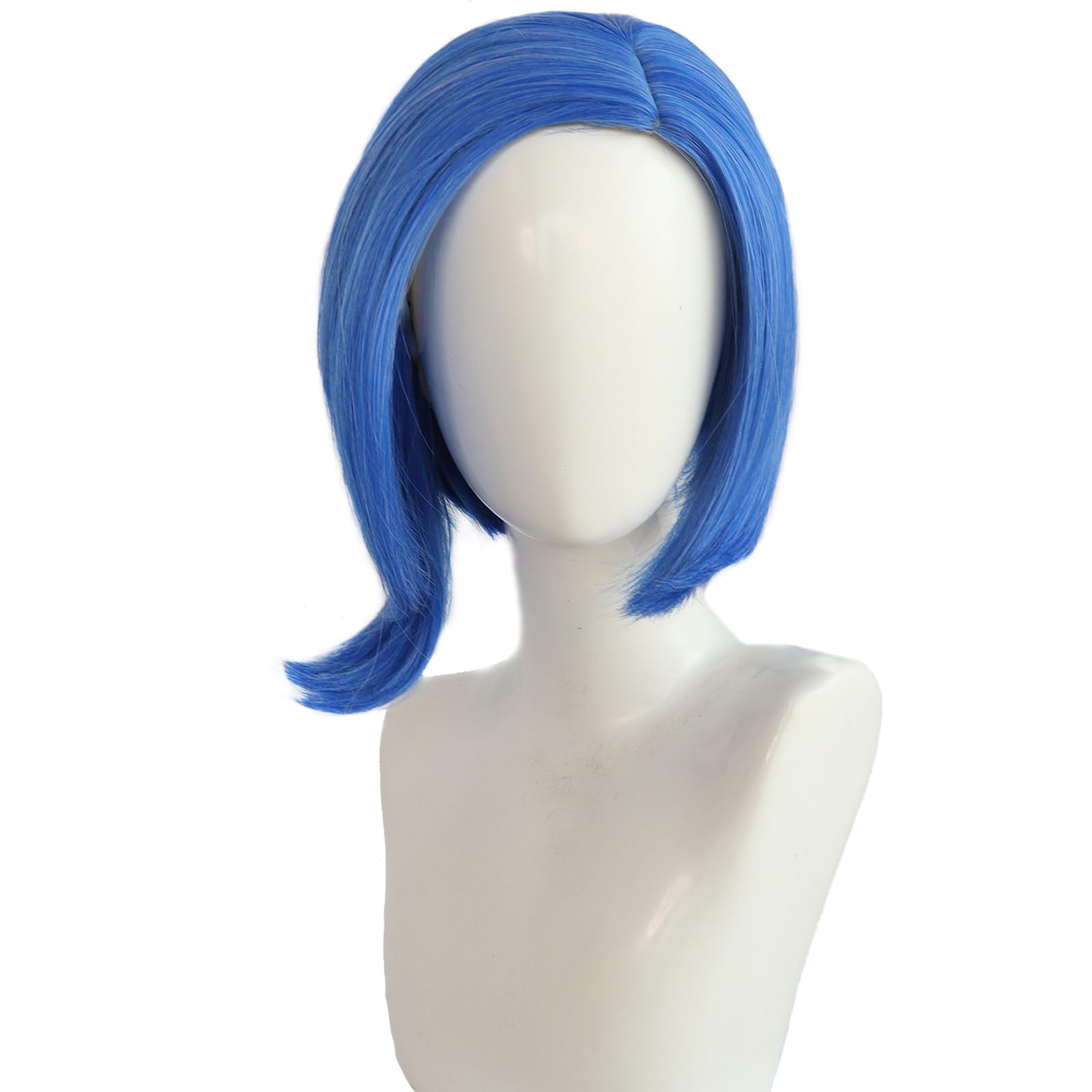 Blue Anime Bob Wig with Black Glasses for Women & Girls - Heat Resistant Synthetic Cosplay Wig for Halloween, Costume Parties & Anime Conventions