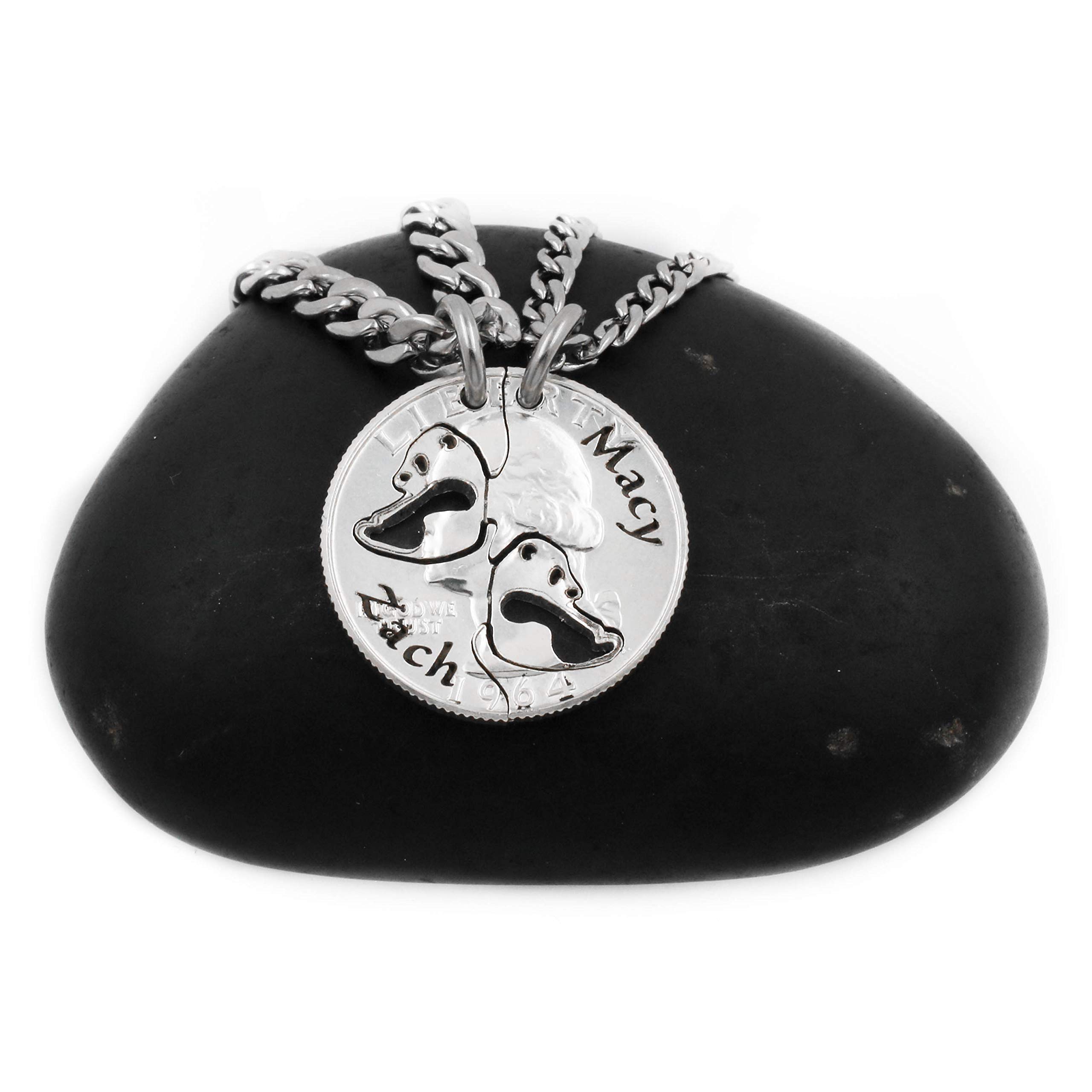 Personalized Panda Bear Jewelry with Names Engraved - Unique Hand Cut Coin Necklace for Him or Her | Romantic Gifts, Anniversary Present, Birthday Keepsake