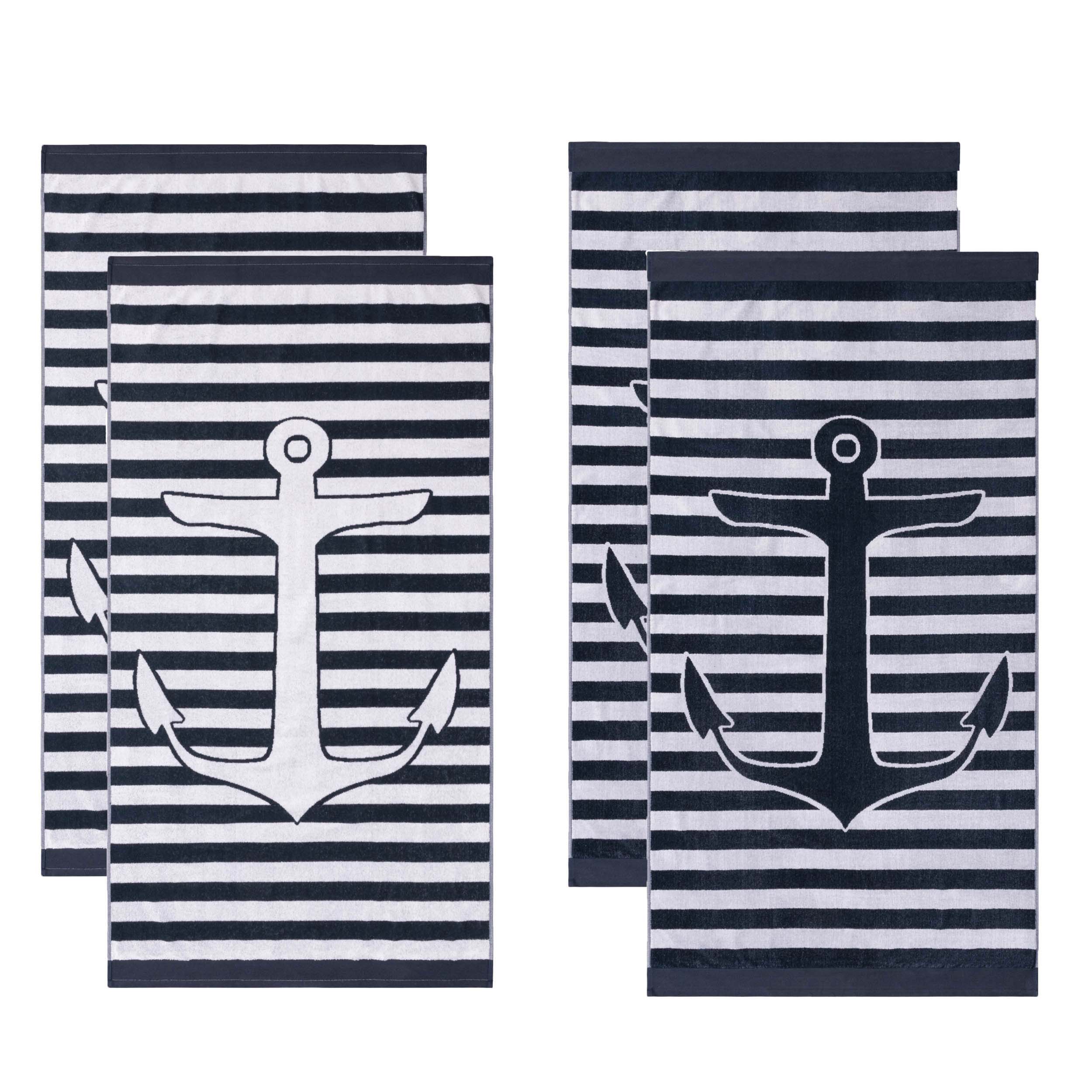 Luxury Yacht Club Egyptian Cotton Oversized 4-Piece Beach Towel Set - Ultra Soft & Absorbent Bath Towels for Pool, Spa, Beach & Vacation Use