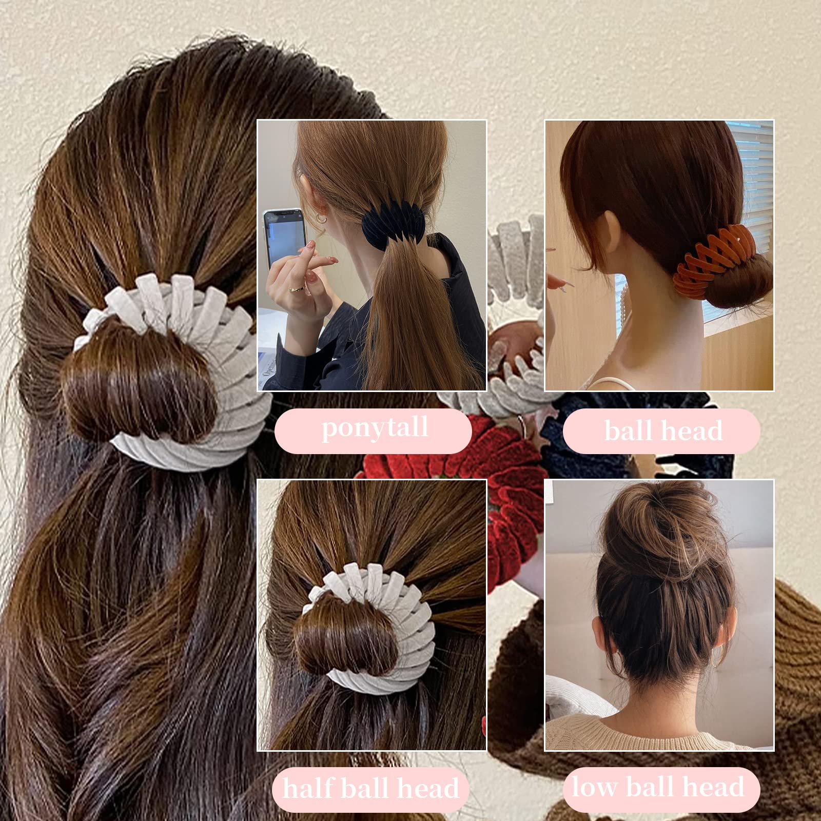 3Pcs Velvet Birds Nest Hair Clips - Expandable Ponytail Holders, Hair Claw Clamps & Bun Maker for Women & Girls (3 Colors) | Perfect for Casual, Work & Party Hairstyles