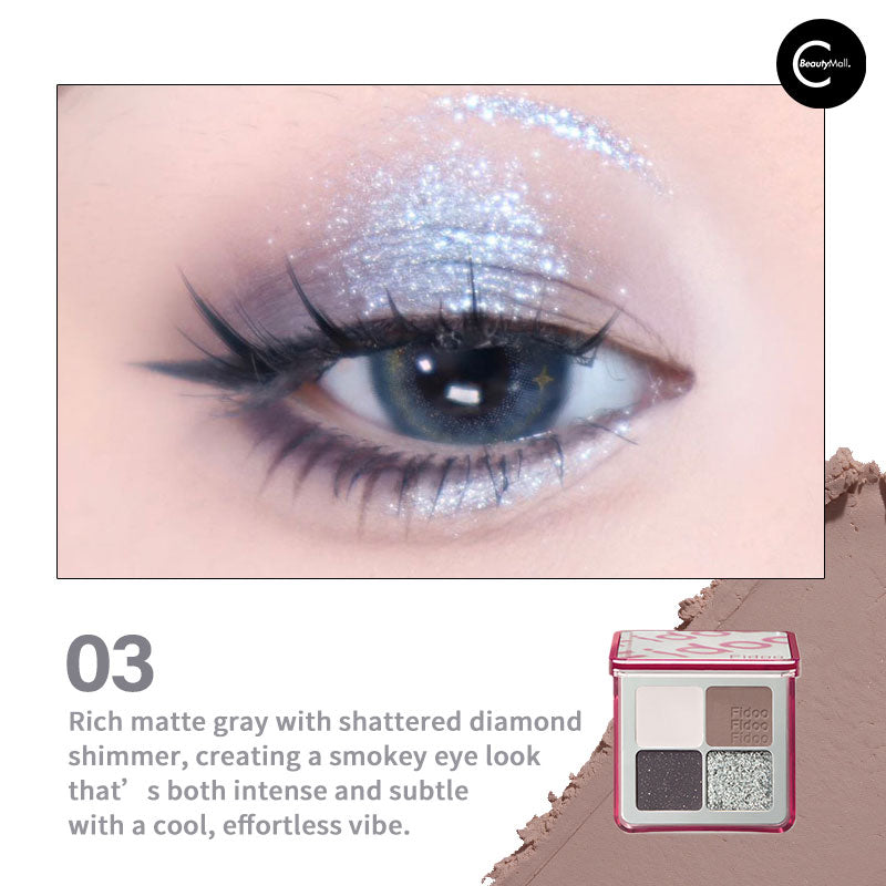Fidoo Enigma Quartet Eyeshadow Palette - 4 Highly Pigmented Matte & Shimmer Shades for Stunning Eye Makeup - Perfect for Daytime, Evening & Special Occasions