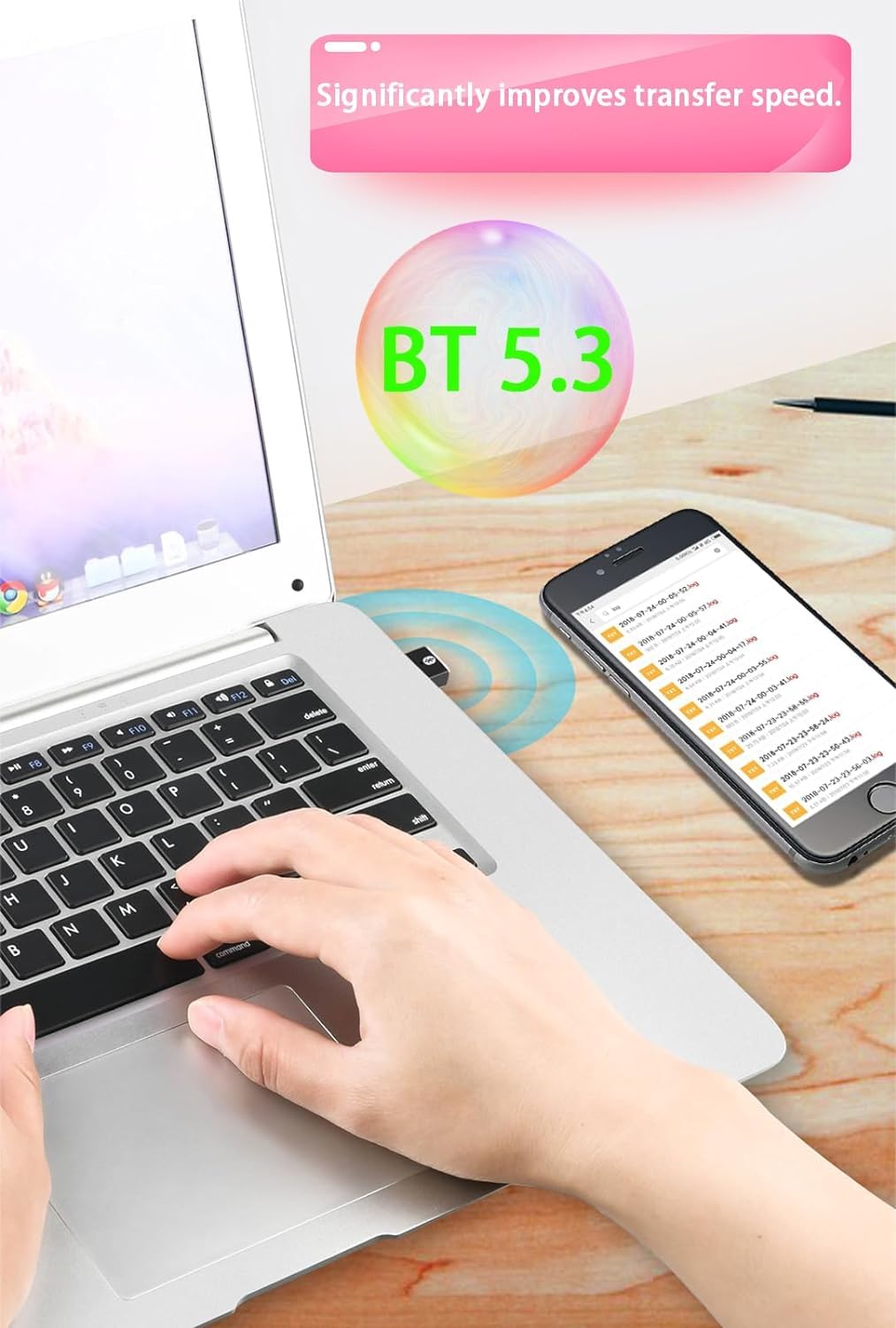 5.3 Bluetooth Adapter for PC - USB Bluetooth Dongle with 20m Range, Wireless EDR Transmitter Receiver for Desktop, Headphones, Keyboard & Stereo Audio - Compatible with Windows 11/10/8.1/7 - Perfect for Home Office, Gaming & Wireless Audio Streaming