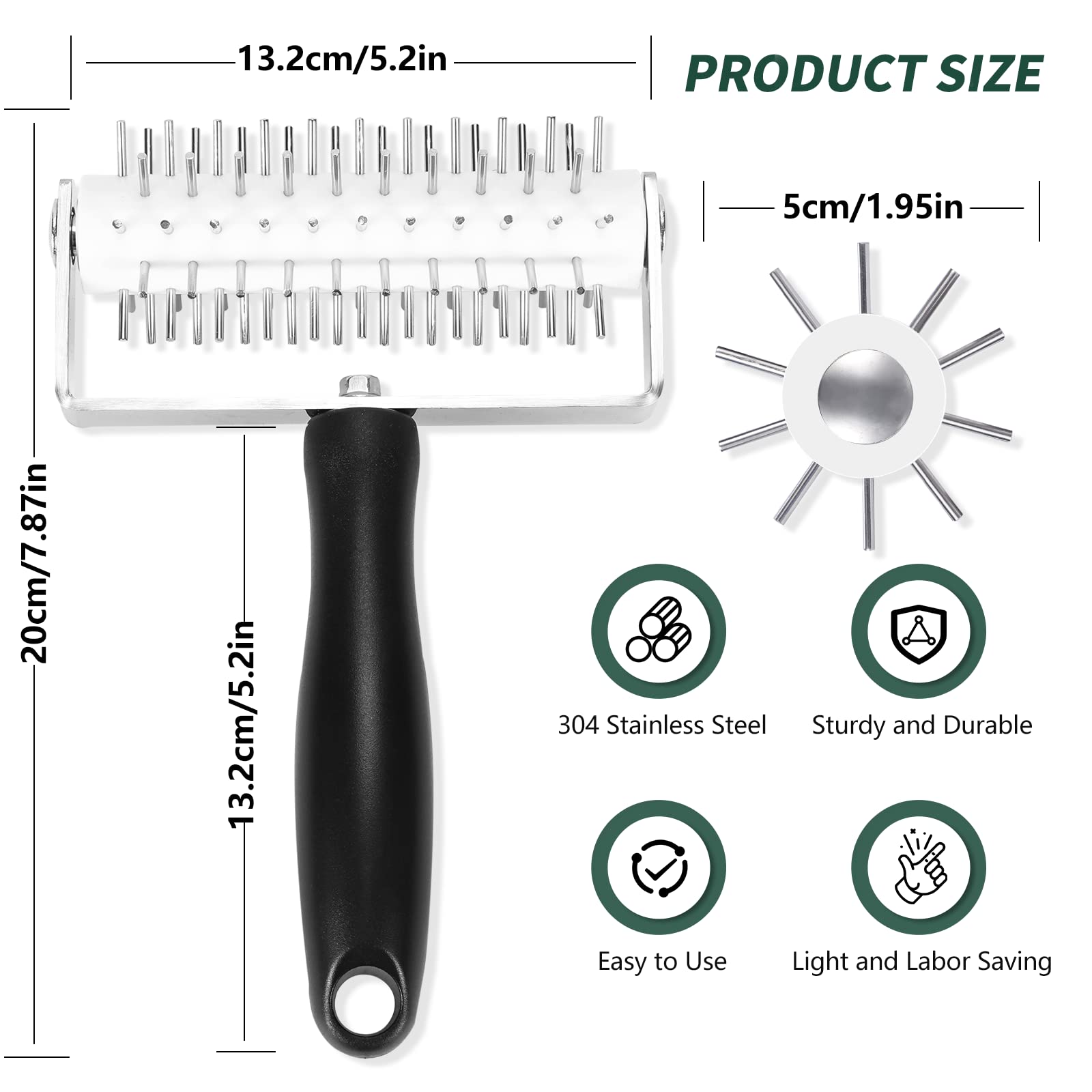 Premium Stainless Steel Pizza Dough Docker - Heavy Duty Dough Roller with Spikes to Prevent Air Bubbles, Perfect for Homemade Pizza, Cookies, Pies & Pastries - Ideal for Home Bakers & Professional Kitchens