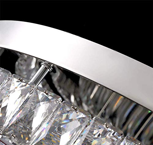 LITFAD Luxury Crystal LED Flush Mount Ceiling Light - Modern Multi-Ring Chandelier with Chrome Finish for Living Room, Bedroom, Dining Room, Hotel & Restaurant - White Light | Perfect for Home Decor, Wedding Venues and Commercial Spaces
