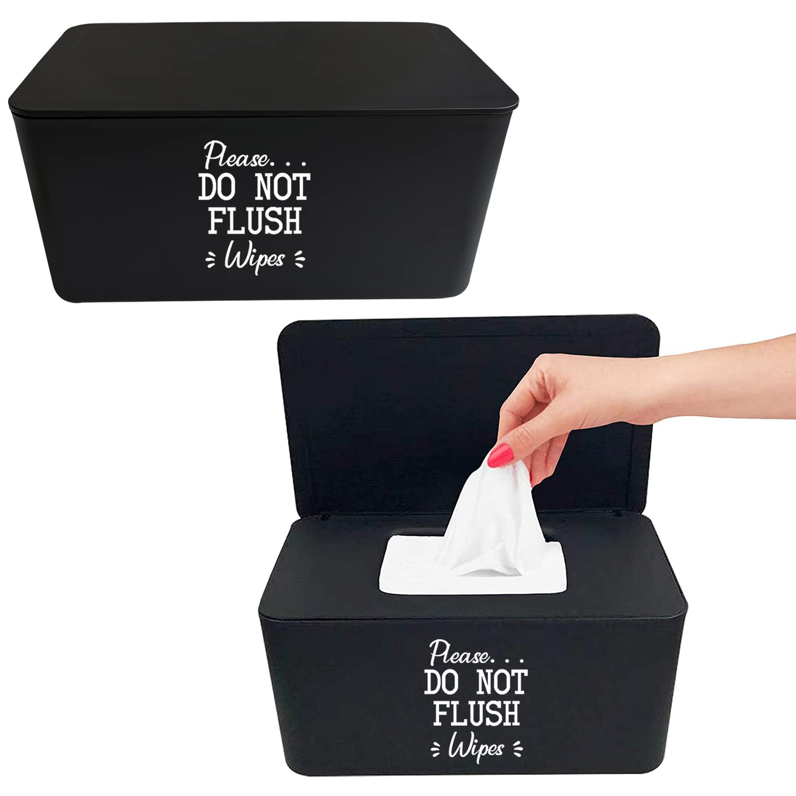Moorfowl 2 Pack Baby Wipes Dispenser - Bathroom Wipes Holder Container (Do Not Flush) - Perfect for Nursery, Changing Table & Travel Diaper Bag Organization