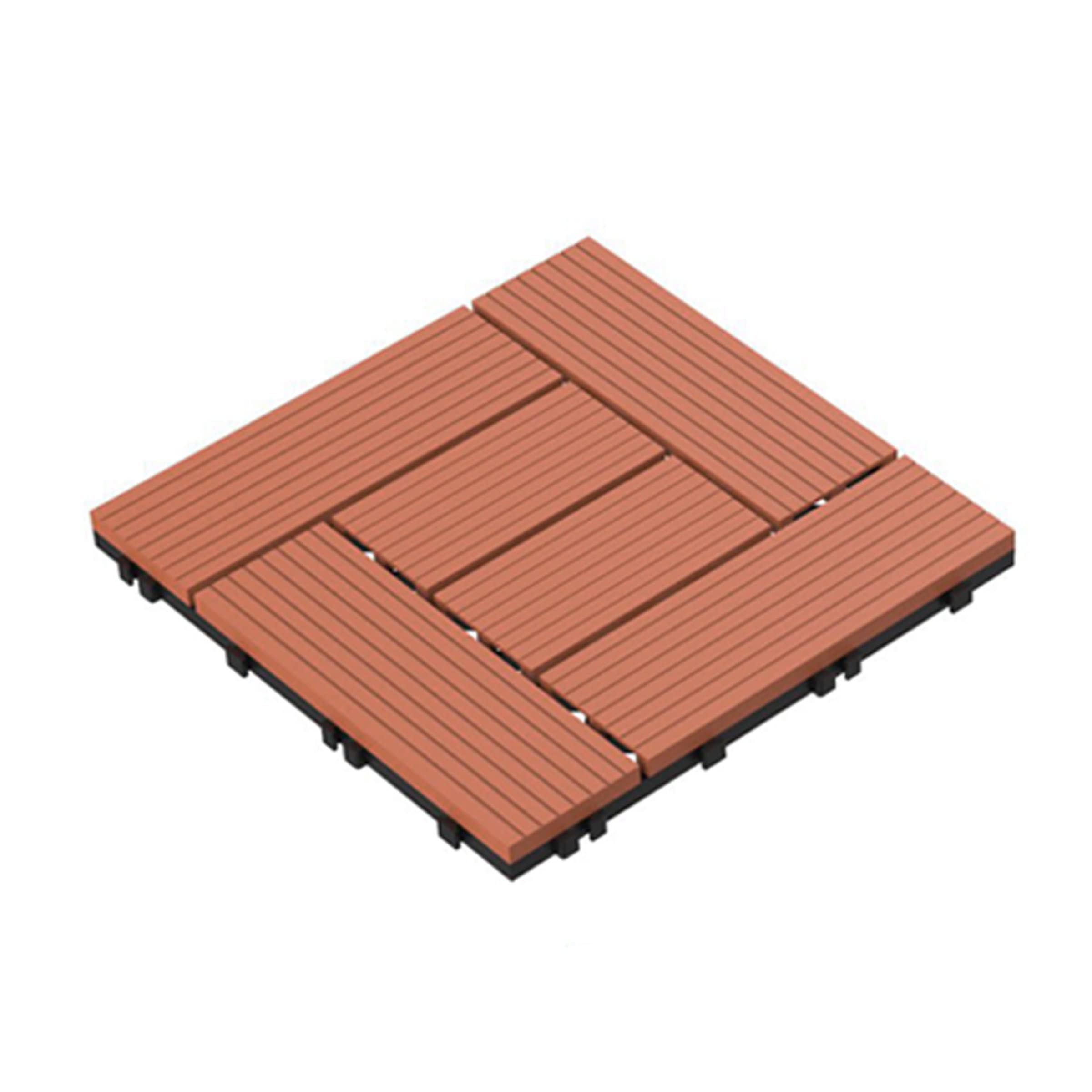 Pure Garden 24-Pack Interlocking Outdoor Deck Tiles - Terracotta Color - Easy DIY Patio Flooring for Balcony, Poolside & Garden Decoration