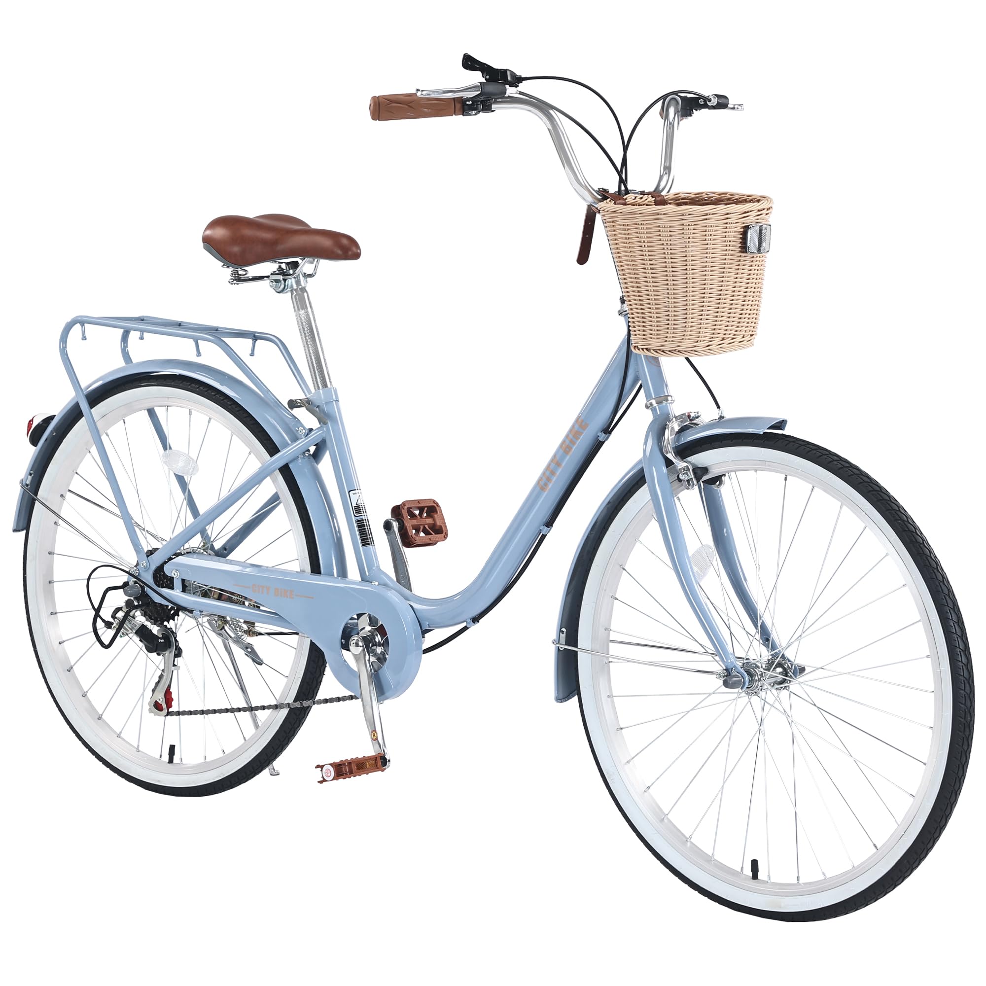 22/26 Inch Women's Beach Cruiser Bike - 7-Speed Hybrid City Bicycle for Women & Men - Commuter Bike for Adults - 4 Color Options - Perfect for Beach Rides, City Commuting & Leisure Cycling