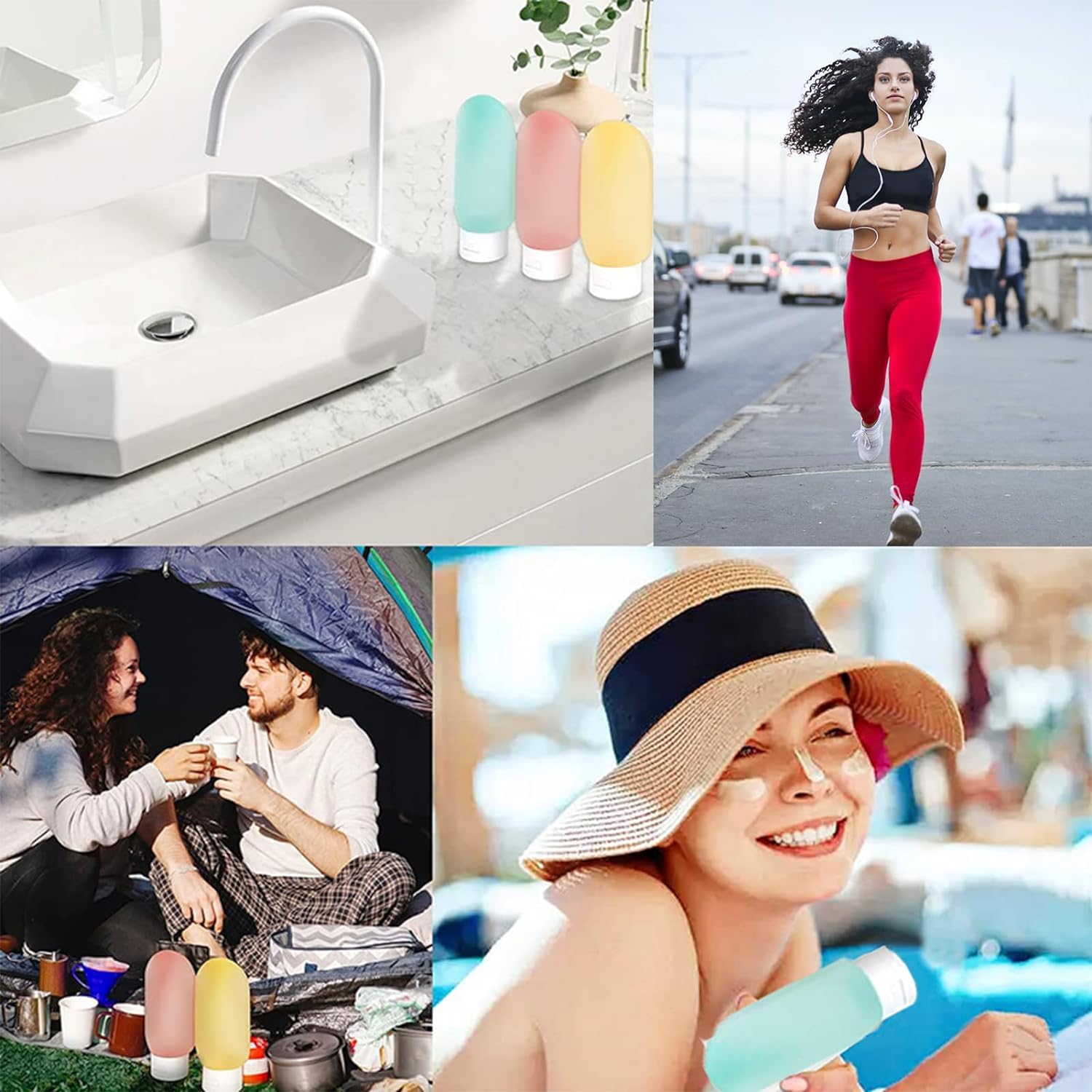 PiyuBind 10-Pack Travel Bottles Set - Leak Proof Silicone Squeezable Containers (60ml & 80ml) for Shampoo, Lotion & Body Wash - Multicolor Toiletry Kit for Women & Men - Perfect for Air Travel, Gym & Camping Trips
