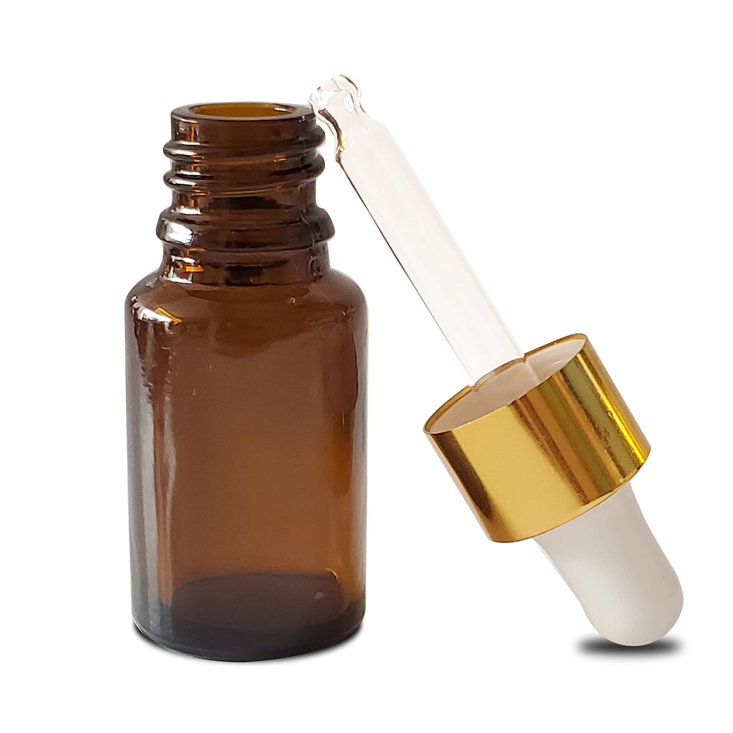 Pure Source India Amber Glass Empty Dropper Bottles 10ml (6 Pack) - Essential Oil, CBD, Tincture & DIY Skincare Storage Solution