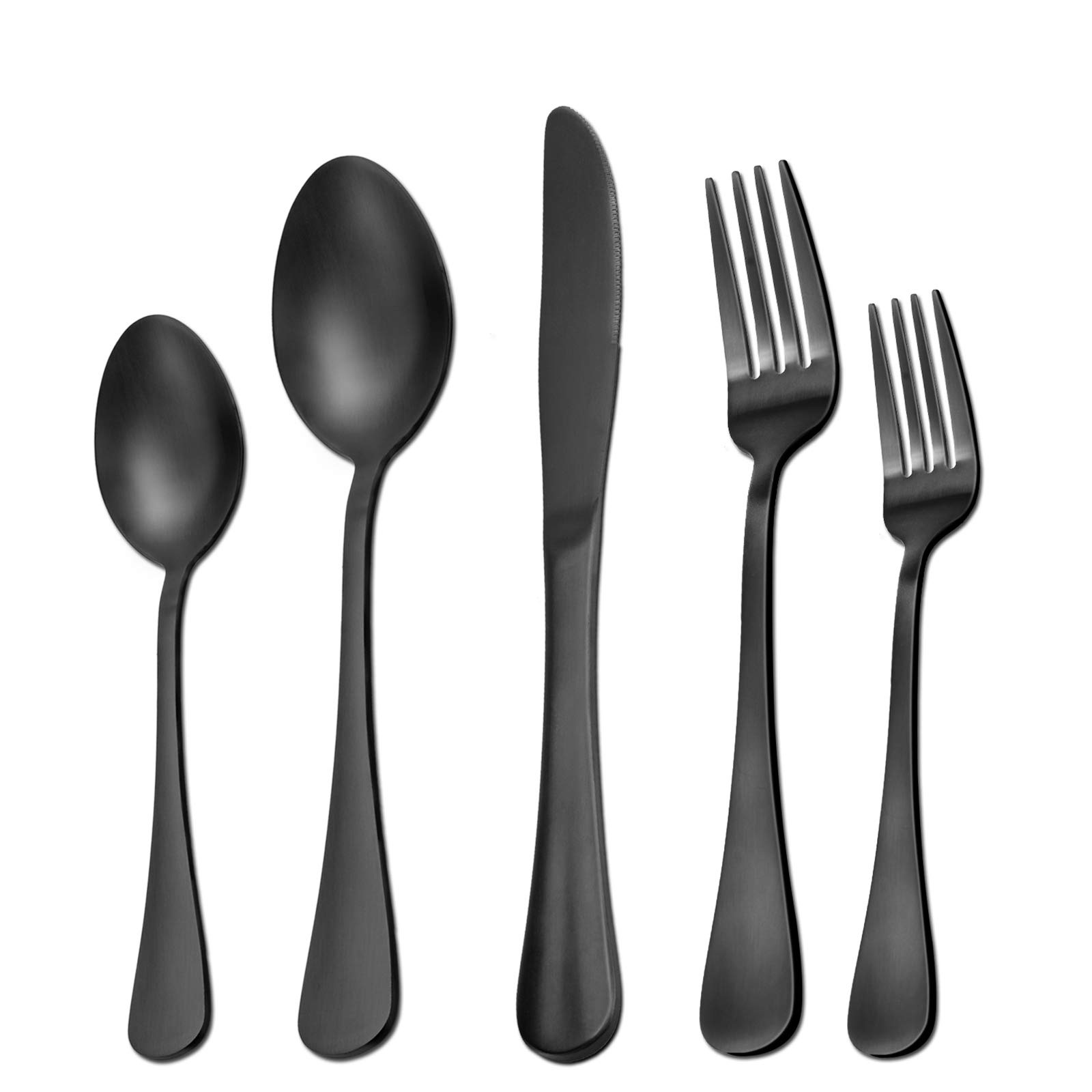 40-Piece Matte Black Silverware Set for 8 - Stainless Steel Flatware Cutlery Set with Steak Knives, Forks & Spoons - Elegant Wedding & Housewarming Gift - Perfect for Dinner Parties, Restaurants & Home Dining