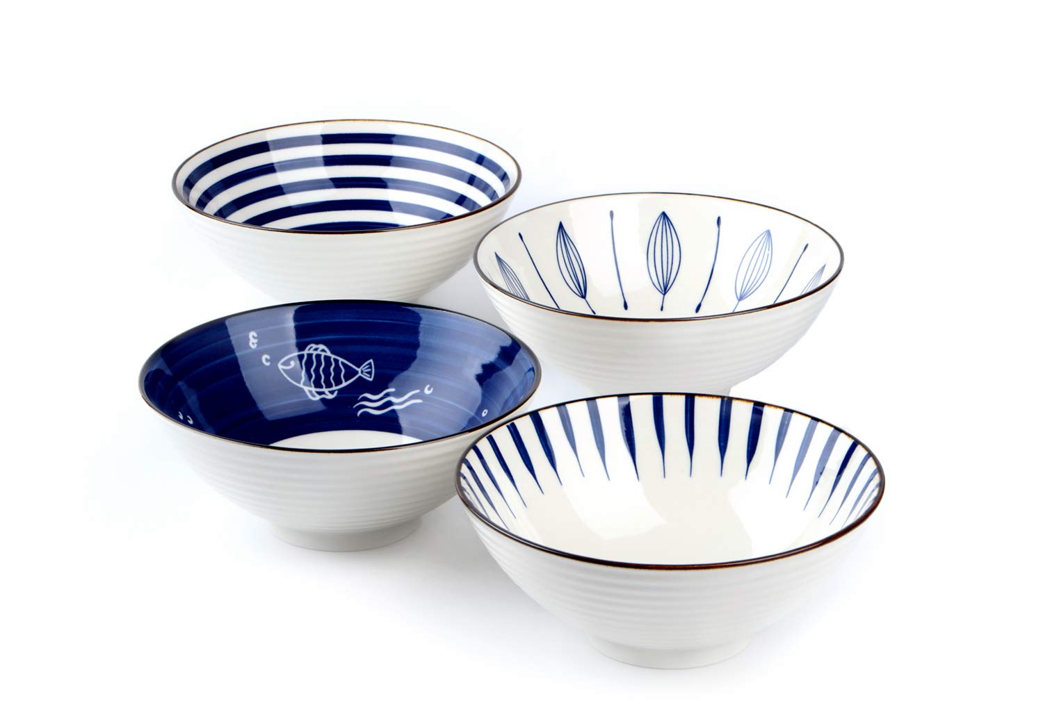 4-Piece Porcelain Bowl Set for Ramen, Pho & Salads - 8-inch, 35oz