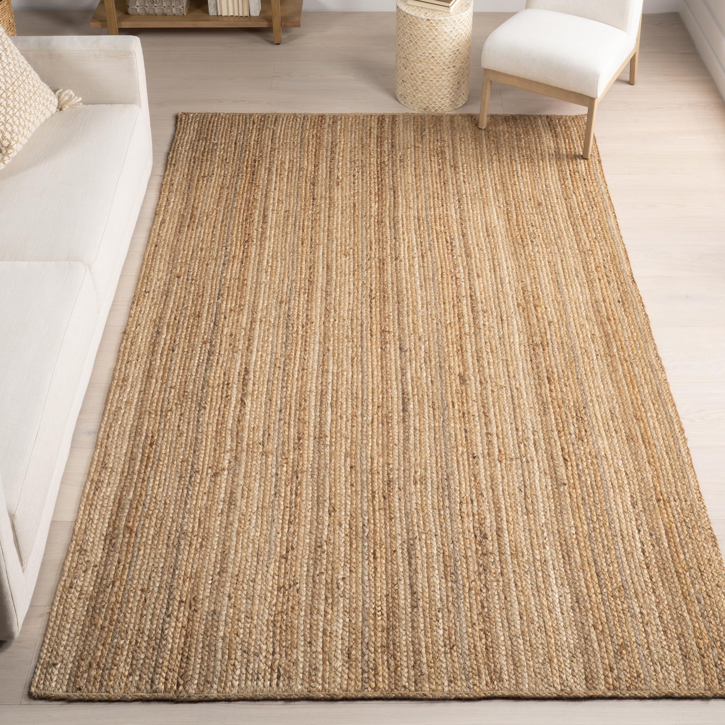 nuLOOM 10x14 Rigo Jute Hand Woven Natural Fiber Area Rug - Farmhouse Solid Design for Bedroom, Living Room, Dining Room, Hallway, Office, Kitchen & Entryway | Eco-Friendly Home Decor for Cozy Spaces