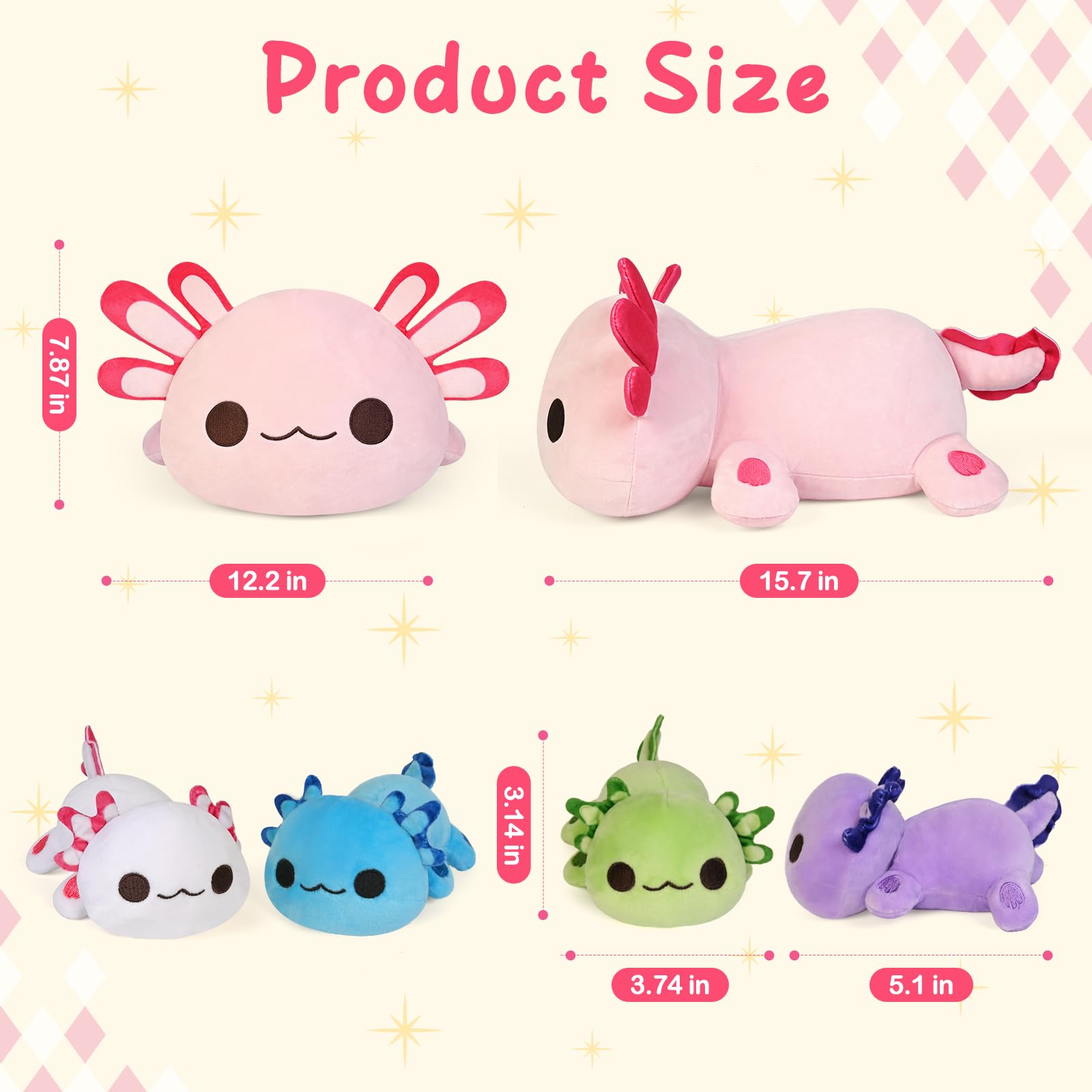 Adorable KMUYSL Axolotl Plush Toy Set with Mommy & 4 Baby Stuffed Animals - Soft Cuddly Educational Toy for Kids Ages 3-8 - Perfect Christmas Birthday Gift for Toddlers & Children | Great for Playtime, Nursery Decor & Sensory Development