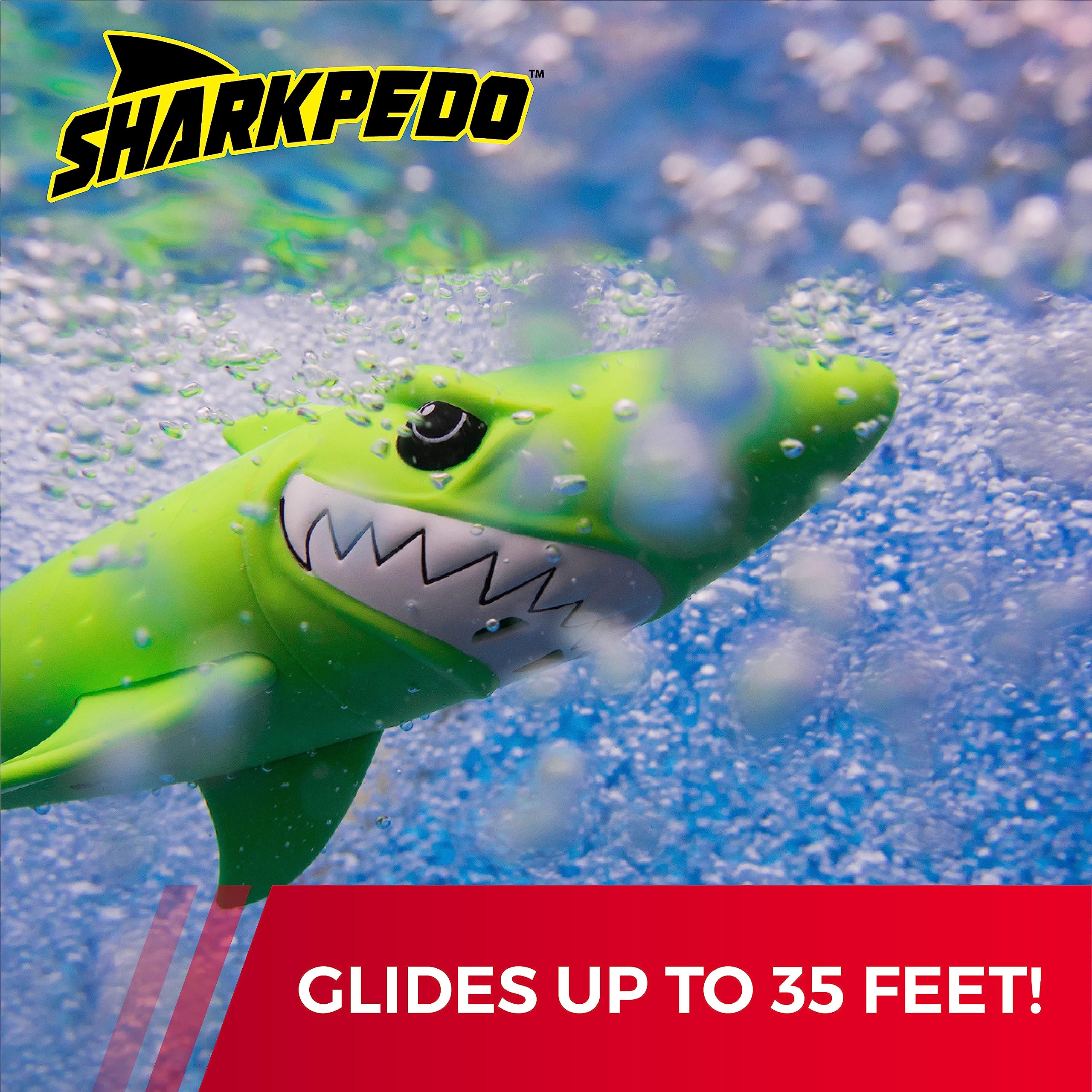 Prime Time Toys Sharkpedo Underwater Glider - Shark Diving Pool Torpedo Toy for Kids Ages 4-8 - Large Shark Pool Toys for Outdoor Swimming Fun - Perfect for Summer Pool Parties, Beach Vacations & Backyard Water Play