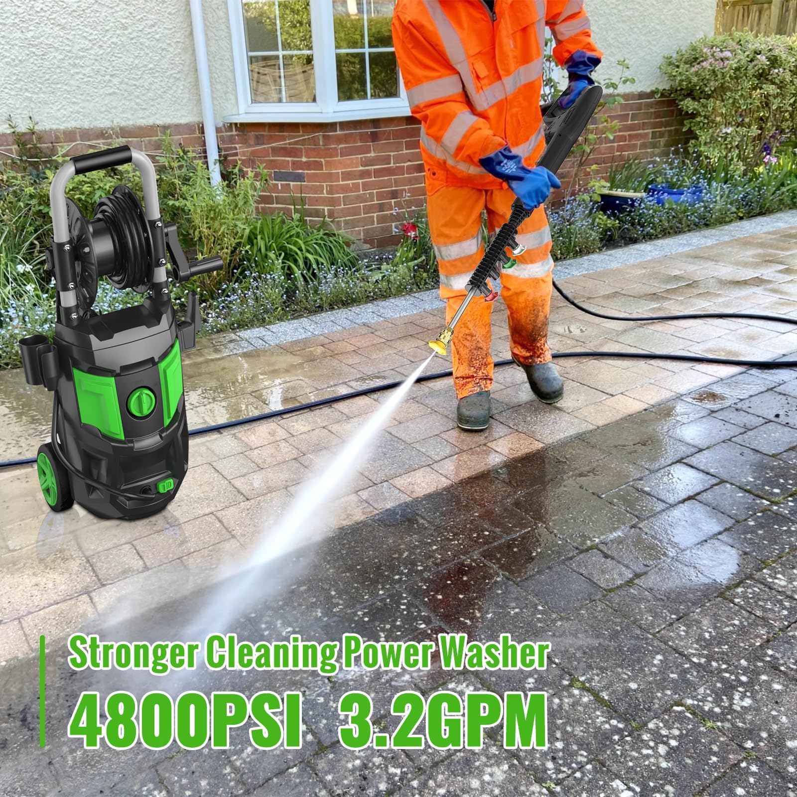 4800PSI Electric Pressure Washer with Foam Cannon - 3.0 GPM High Power, 20FT Hose & 35FT Cord - 4 Nozzle Tips for Driveway, Deck, Patio, and Car Washing