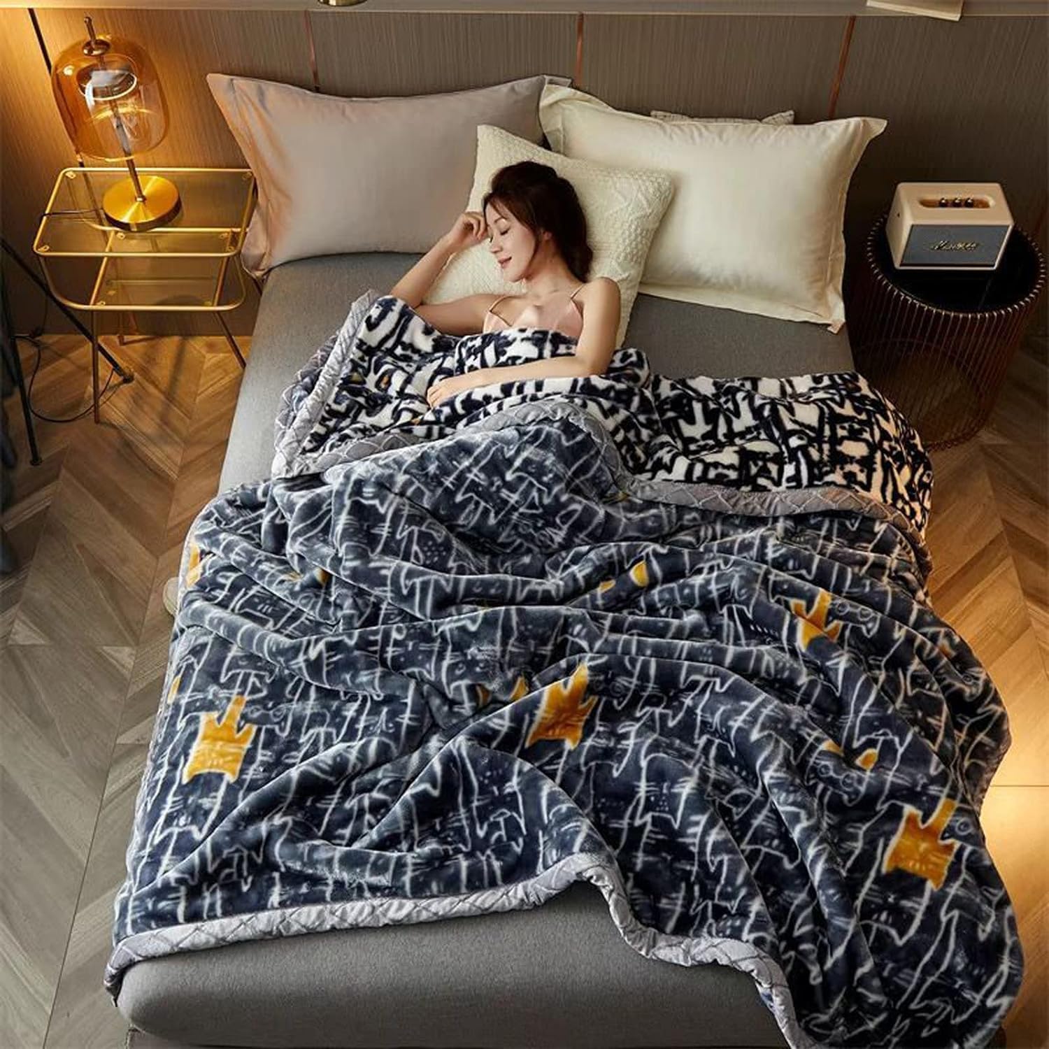 LGYKUMEG 9 Lbs Heavy Winter Fleece Plush Blanket 79