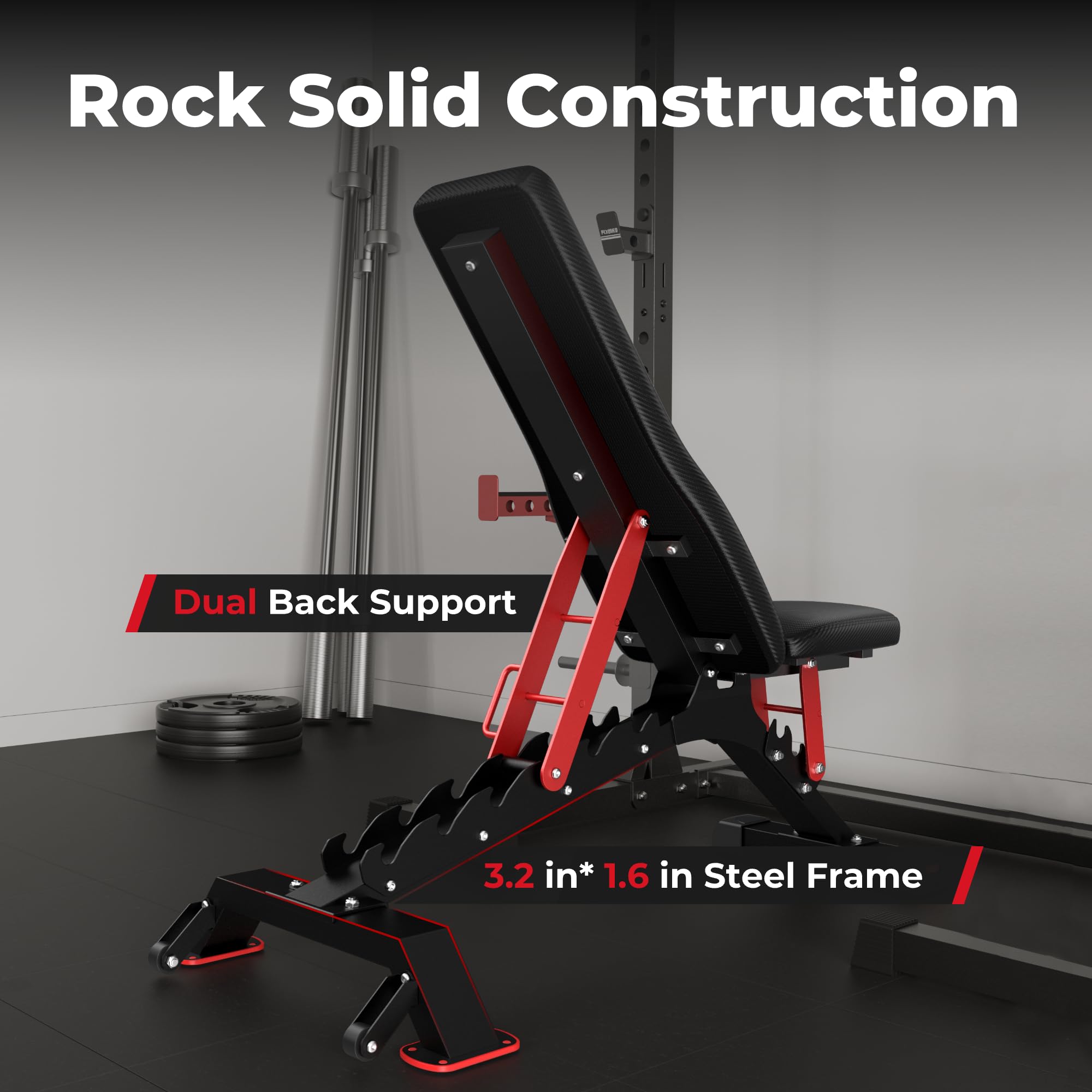 FLYBIRD Adjustable Weight Bench for Strength Training - 1200LBS Capacity Heavy Duty Workout Bench for Home Gym & Bodybuilding