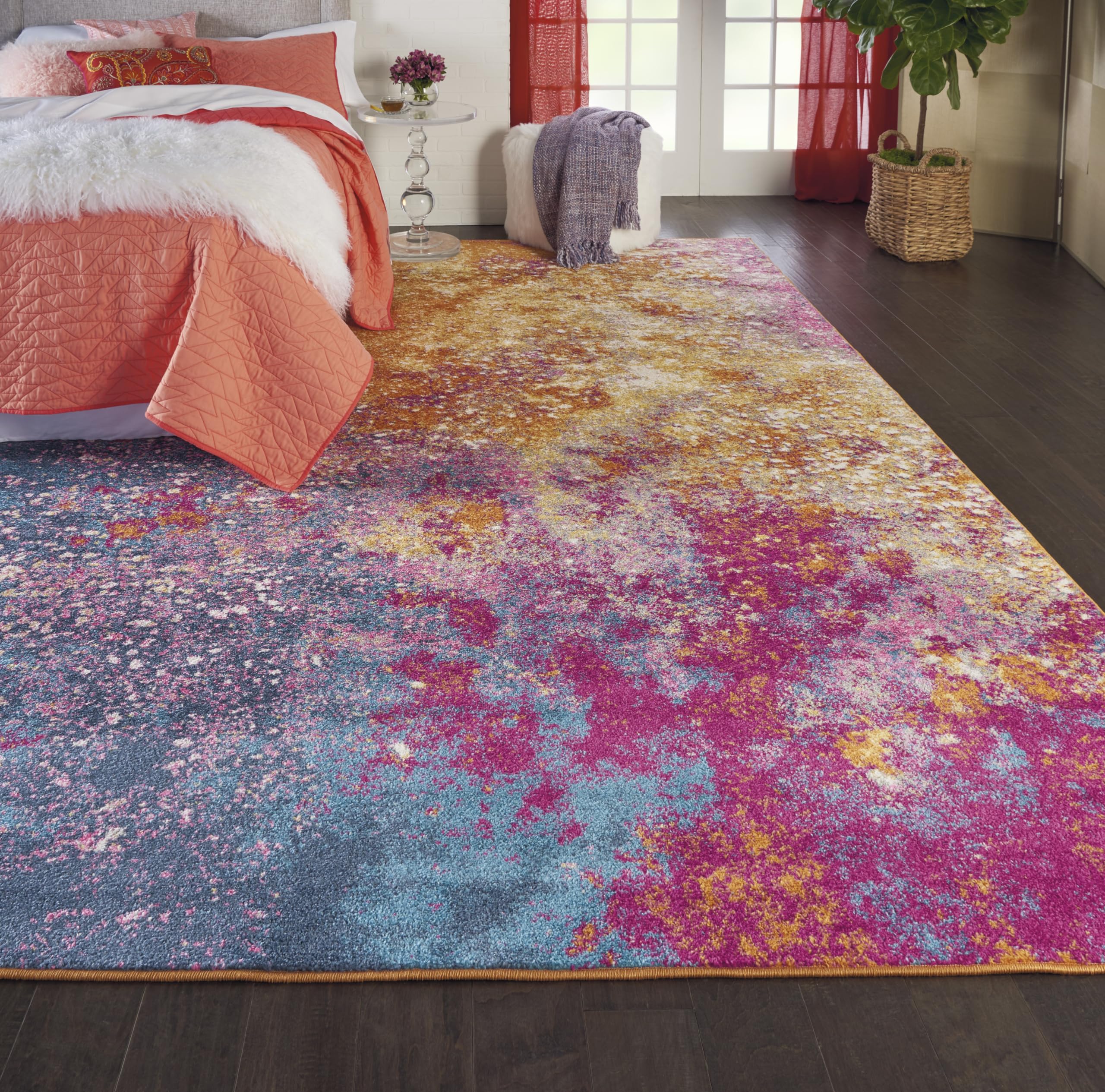 Nourison Passion Sunburst 8' x 10' Modern Abstract Area Rug | Non-Shedding & Easy to Clean | Perfect for Bedroom, Living Room, Dining Room & Kitchen Decor