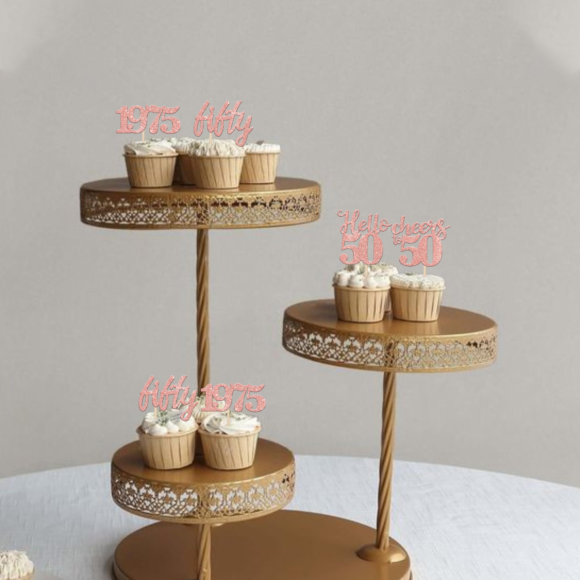 24 PCS 50th Birthday Cupcake Toppers - Glitter 