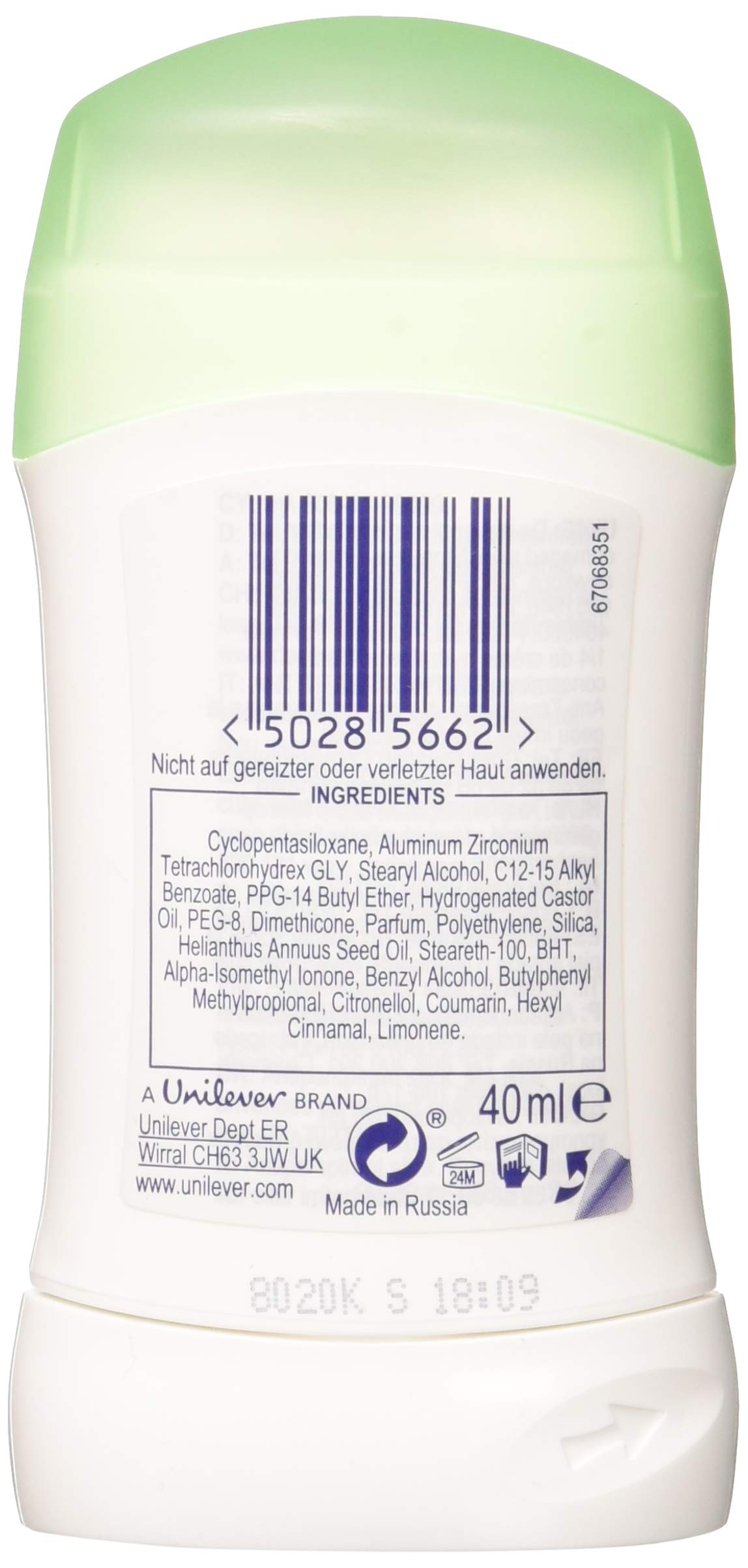 Dove Unisex Go Fresh Cucumber & Green Tea Scent Antiperspirant Deodorant Stick 40ml (1 Count) | Long-Lasting Protection for Men & Women | Perfect for Gym, Work & Daily Freshness