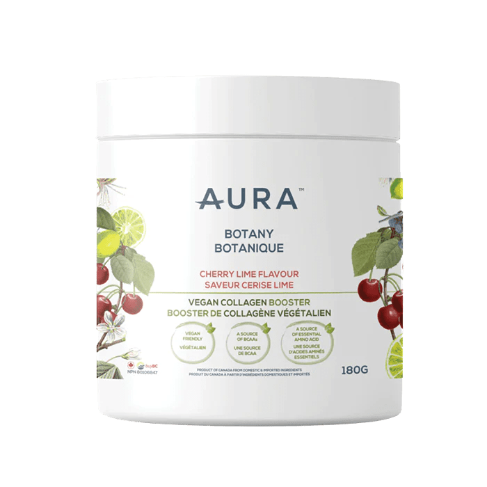 Aura Botany Vegan Collagen Booster Cherry Lime - 180g Supplement for Skin & Hair Health | Perfect for Smoothies & Healthy Lifestyles