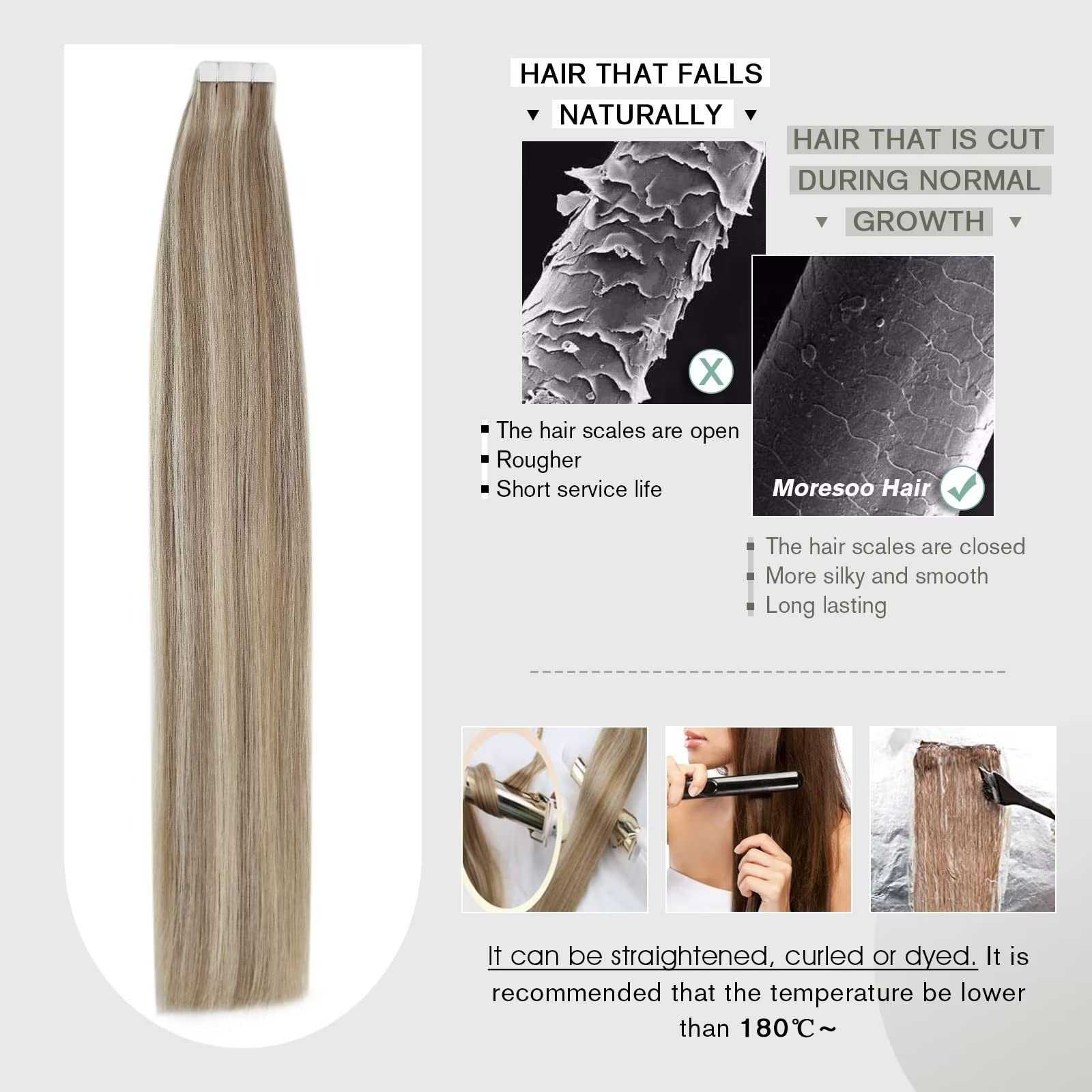 22 Inch Tape in Hair Extensions - 20 Pieces 50G Remy Human Hair for Seamless Blending & Volume - Perfect for Weddings, Parties & Daily Styling