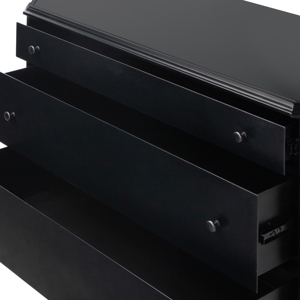 Lendon 3-Drawer Dresser - Black Wooden Chest of Drawers for Bedroom Storage & Organization | Perfect for Clothes, Accessories & Home Decor