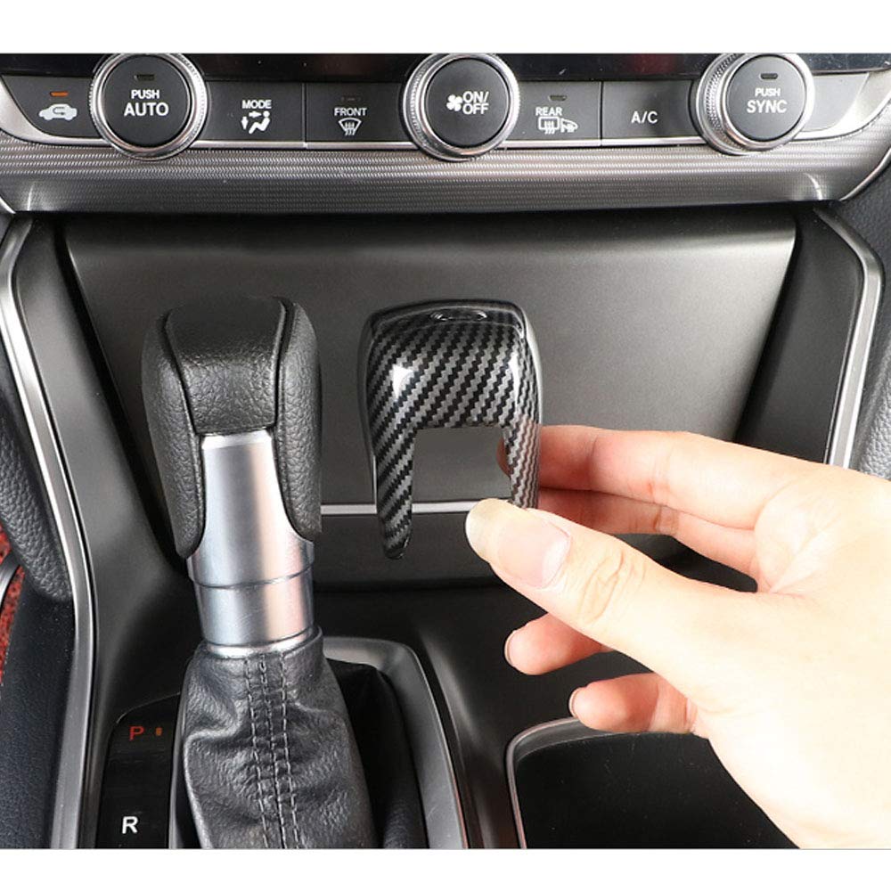 Premium ABS Carbon Fiber Gear Shift Knob Cover for Honda Accord 2018-2022 - Auto Transmission Interior Trim & Protection Accessory - Sleek Black Carbon Finish - Perfect for Car Enthusiasts & Daily Commuters