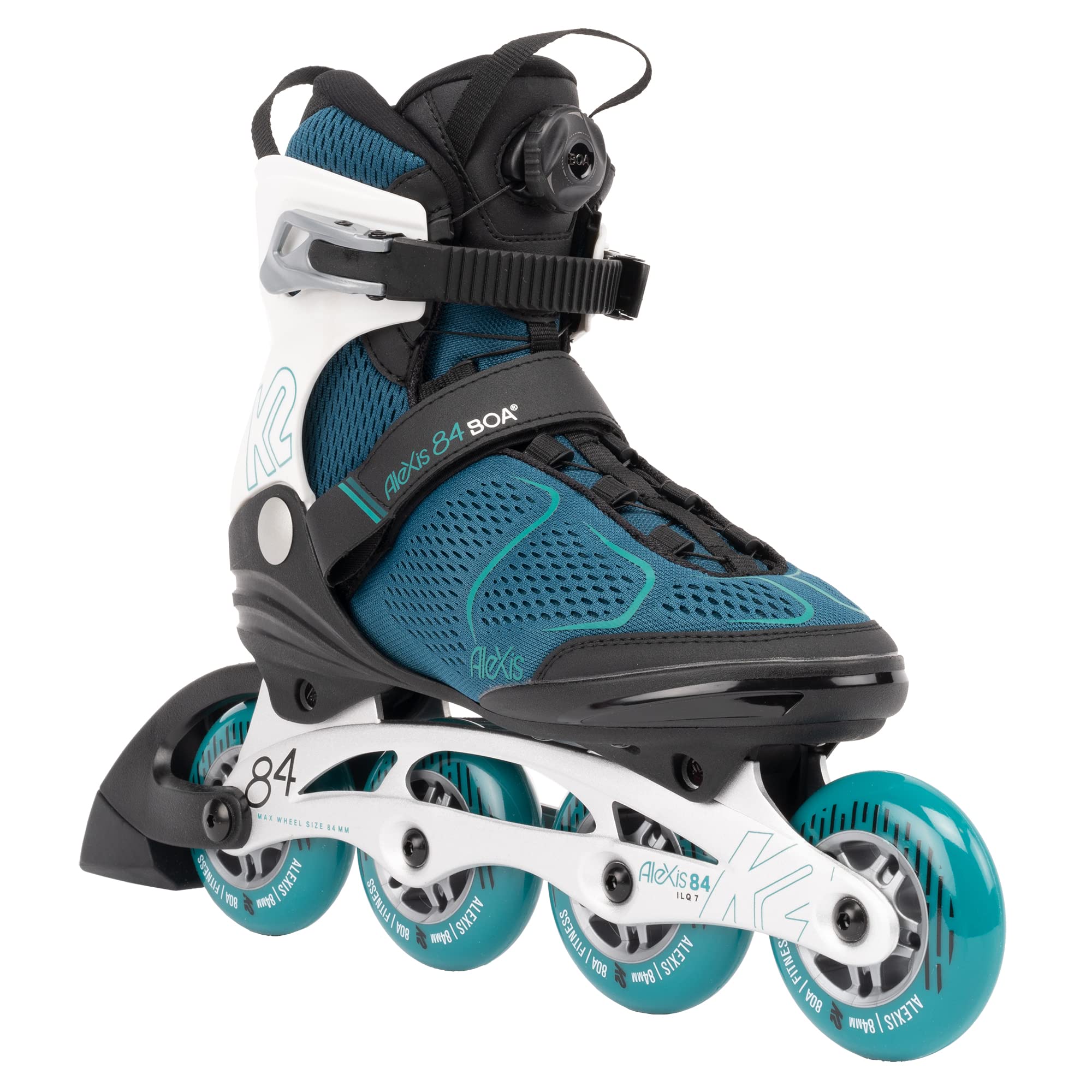 K2 Alexis 84 Boa Teal Women's Inline Skates - Comfortable & Supportive Rollerblades for Fitness, Outdoor Exercise & Recreational Skating