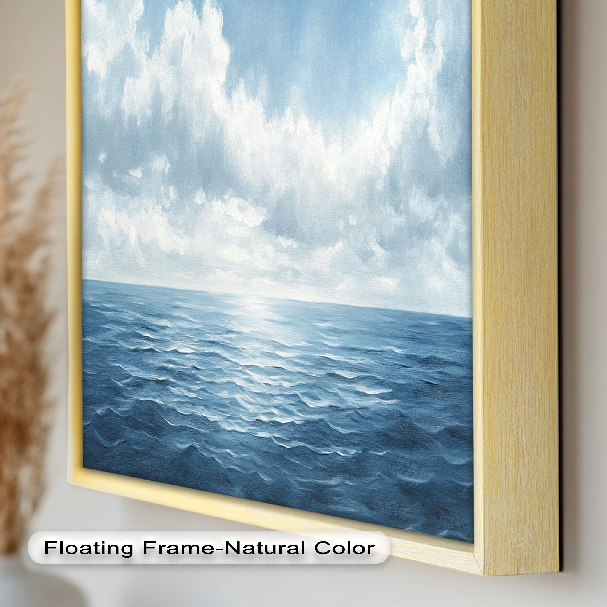 Blue Coastal Art Ocean Seascape Oil Painting - Handmade Beach Wall Decor for Living Room, Bedroom & Office | Nautical Home Decor Gift