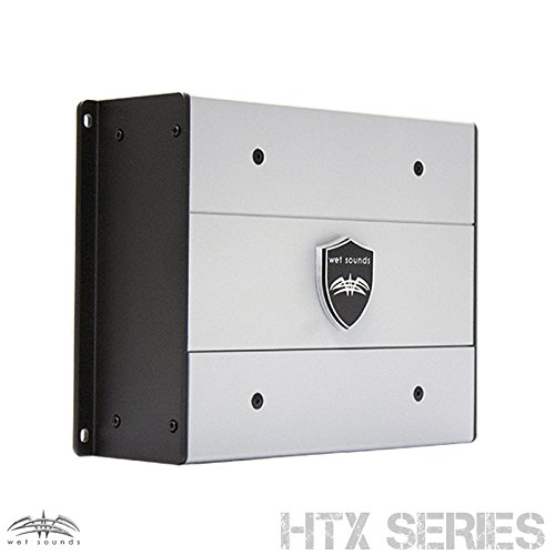 Wet Sounds ICON8W-FMINI 8 Inch White Marine Tower Speakers with Mini Stainless Steel Fixed Clamps & HTX2 Amplifier - Perfect for Boat, Wakeboard Tower, and Outdoor Water Sports Audio System