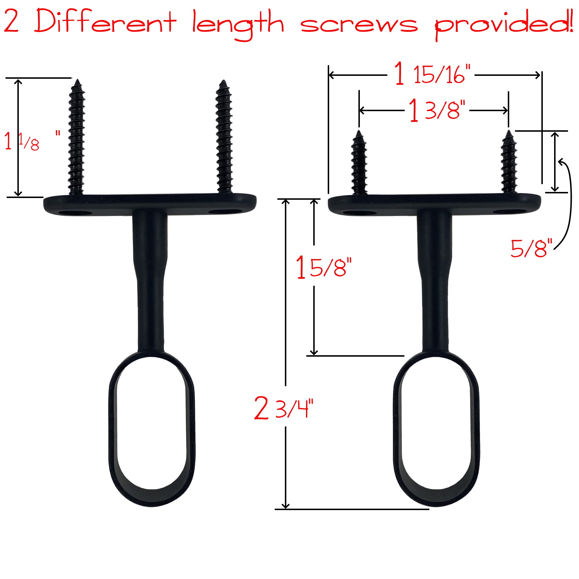 Desunia Oval Closet Rod Middle Support - Heavy Duty Closet Organizer (Black, 1 Pack) for Wardrobe, Walk-in Closet & Clothes Storage Organization