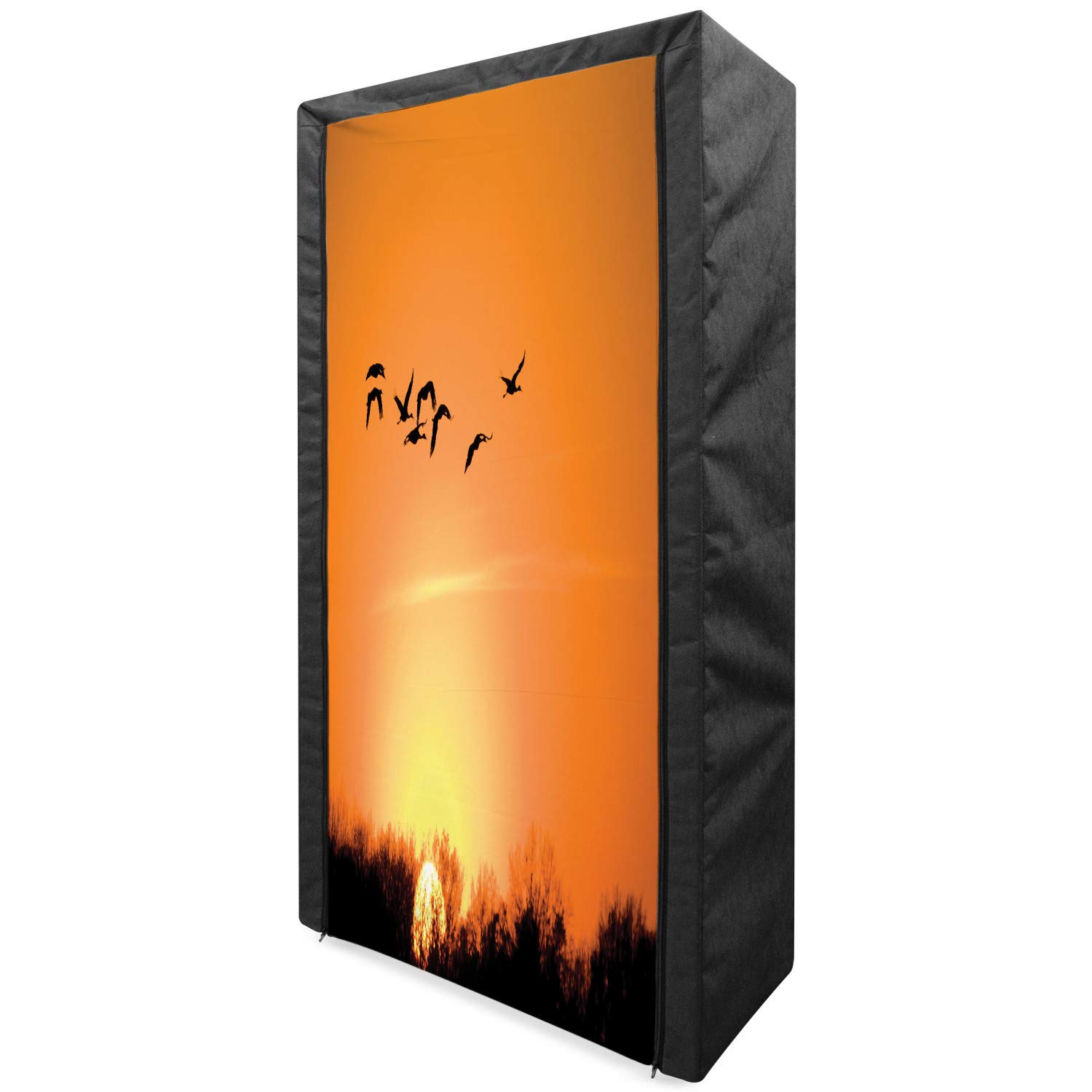 Ambesonne Portable Fabric Wardrobe with Bird Migration Desert Sunset Print - 33.5