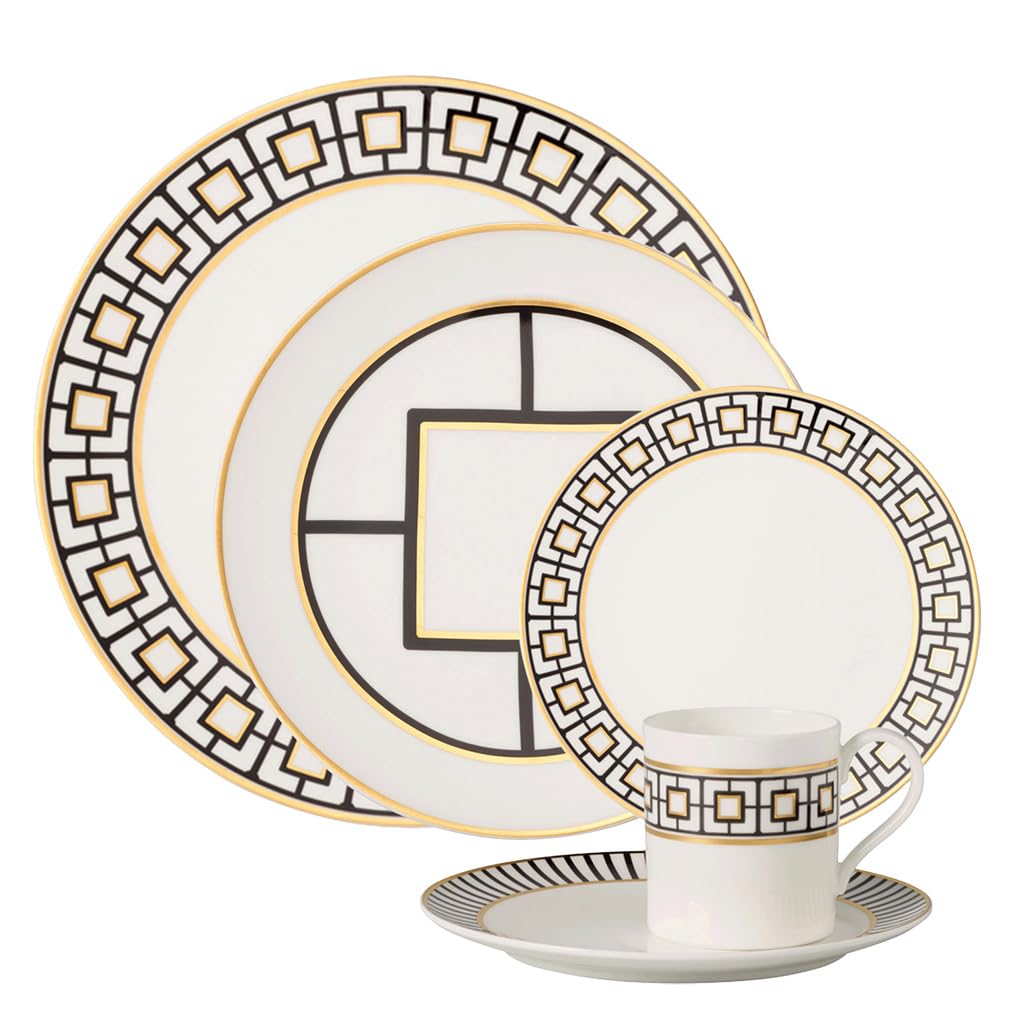 MetroChic 5-Piece Dinnerware Set - Elegant Table Setting for Family Dinners, Parties & Special Occasions