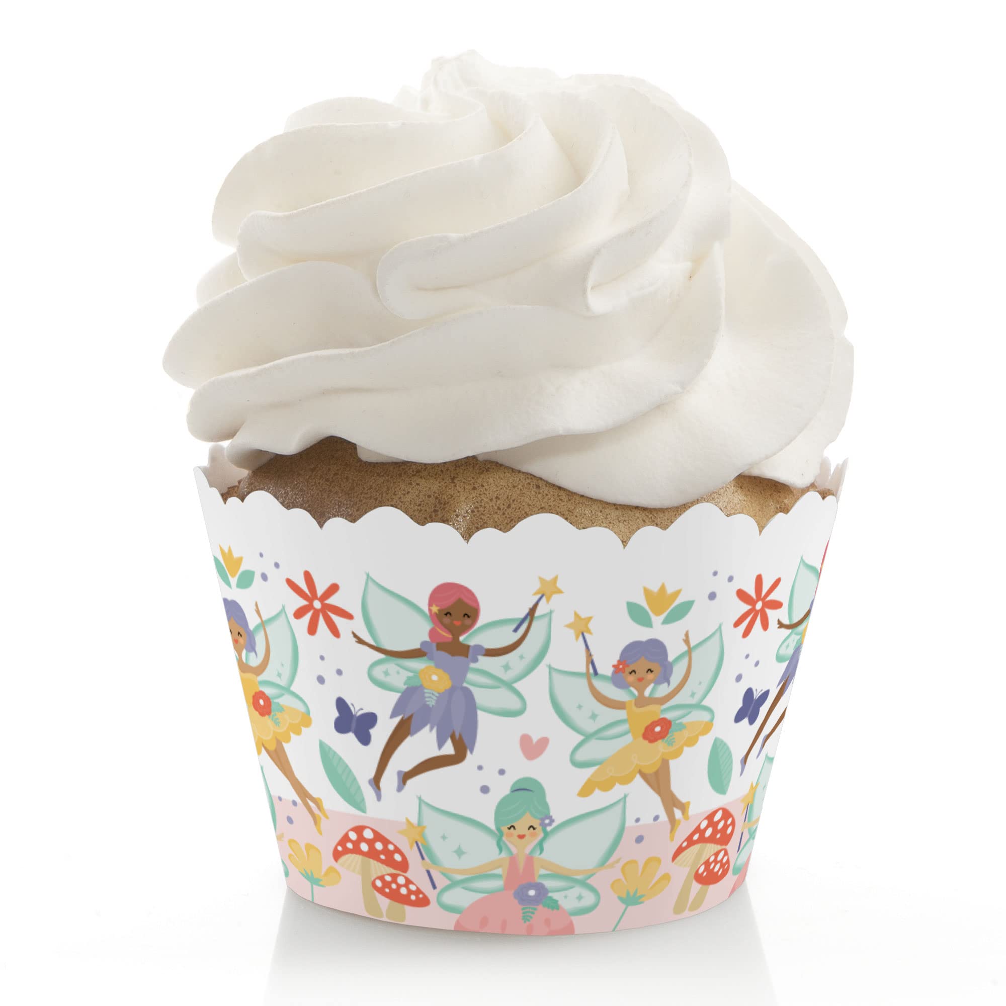 Big Dot of Happiness Let’s Be Fairies - 12-Pack Fairy Garden Birthday Party Decorations & Cupcake Wrappers for Magical Themed Parties, Baby Showers & Garden Celebrations