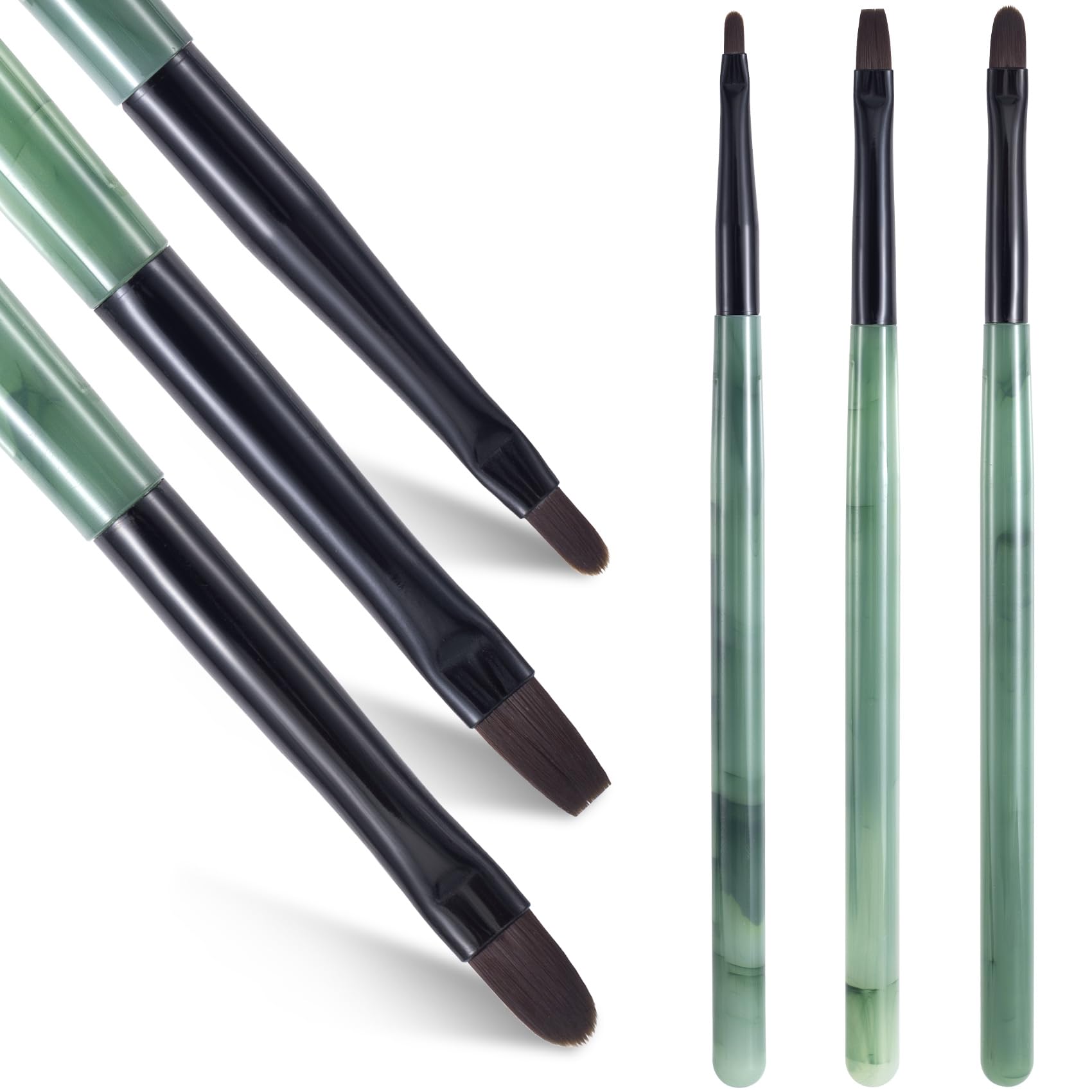 3PCS Green Nail Clean Up Brushes - Acetone Resistant Nail Art Polish Remover Pens for Manicure, Correct Polish Mistakes on Cuticles | Perfect for DIY Nail Art, Salon Professionals & Home Use