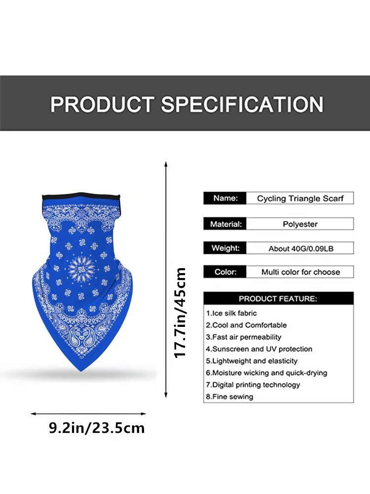 Breathable Face Scarf Bandana with Ear Loops - UV Protection Balaclava for Men & Women - Dustproof Neck Gaiter for Motorcycle Riding, Hiking & Outdoor Activities